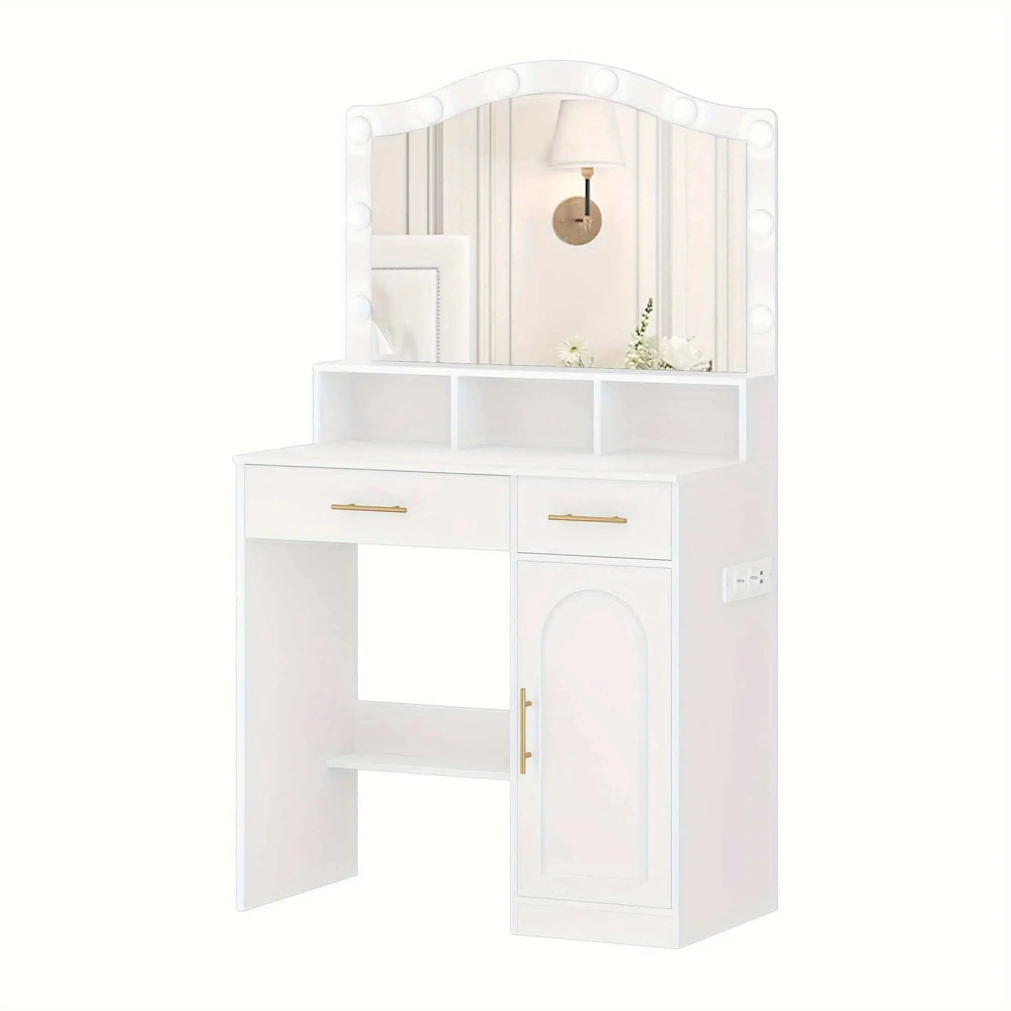 Coiffeuse | Arche Blanche LED - Miroir émoi - Coiffeuse Arche Blanche LED