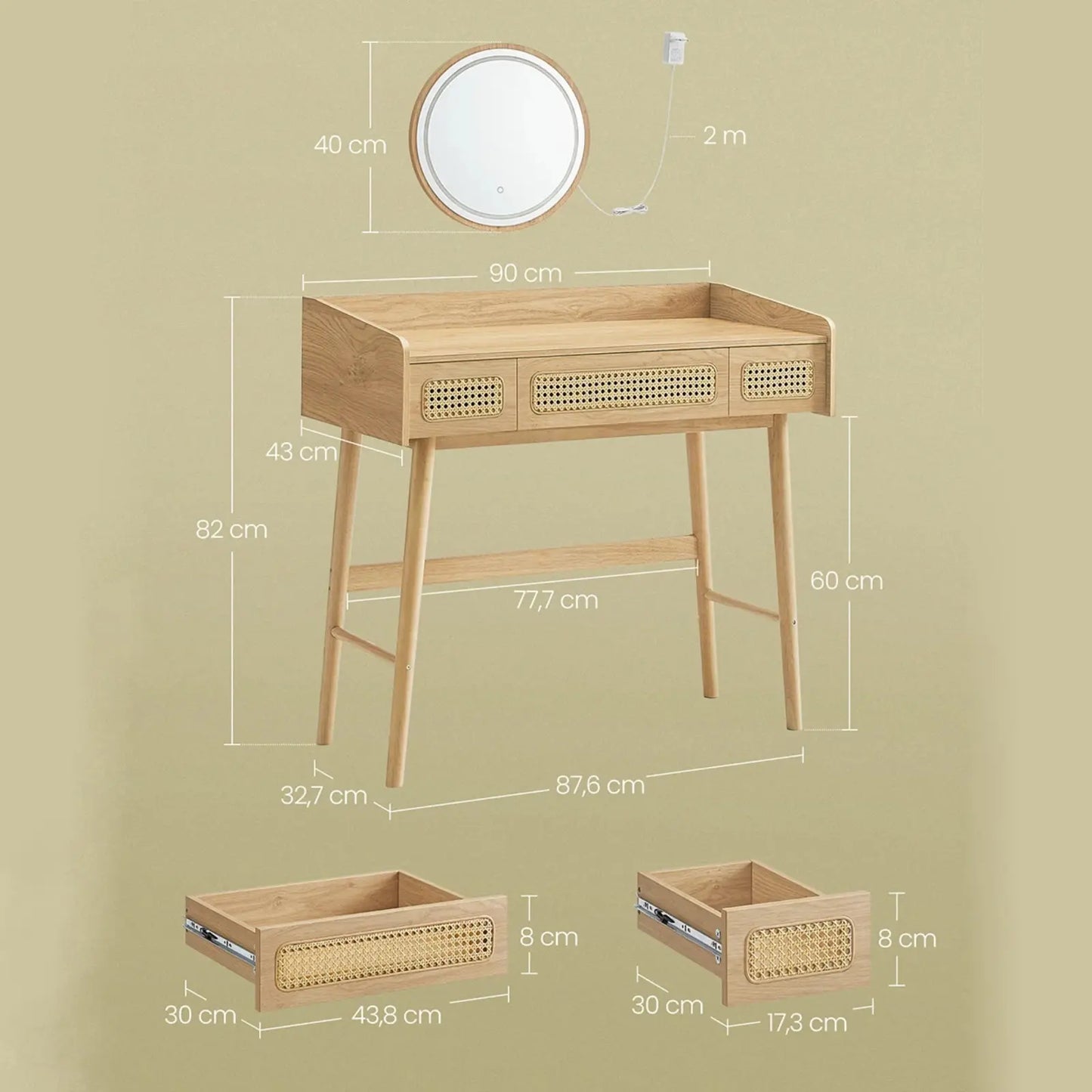 Coiffeuse LED | Esprit Bohème- Miroir émoi - Coiffeuse Miroir