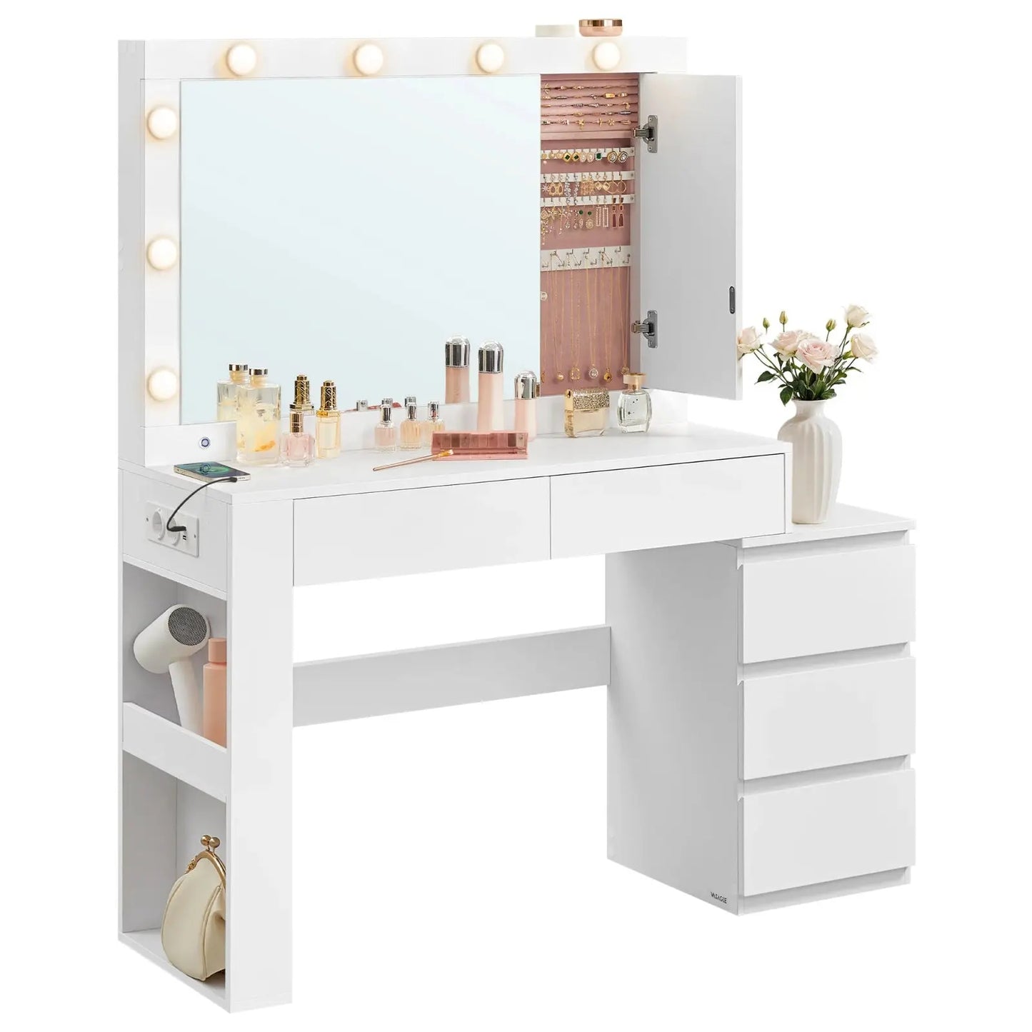 Coiffeuse | Rectangulaire LED - Miroir émoi - Coiffeuse Miroir