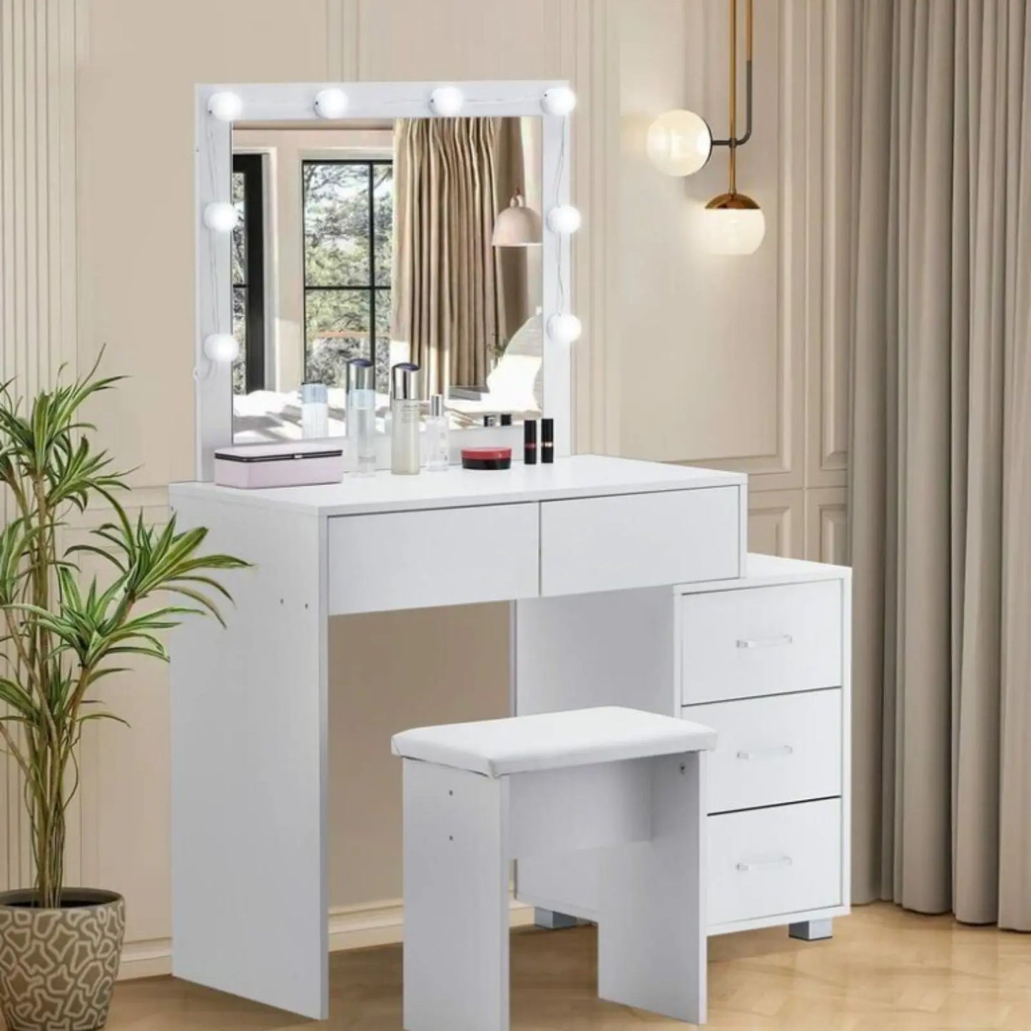 Coiffeuse LED | Simple Rectangulaire - Miroir émoi - Coiffeuse Miroir