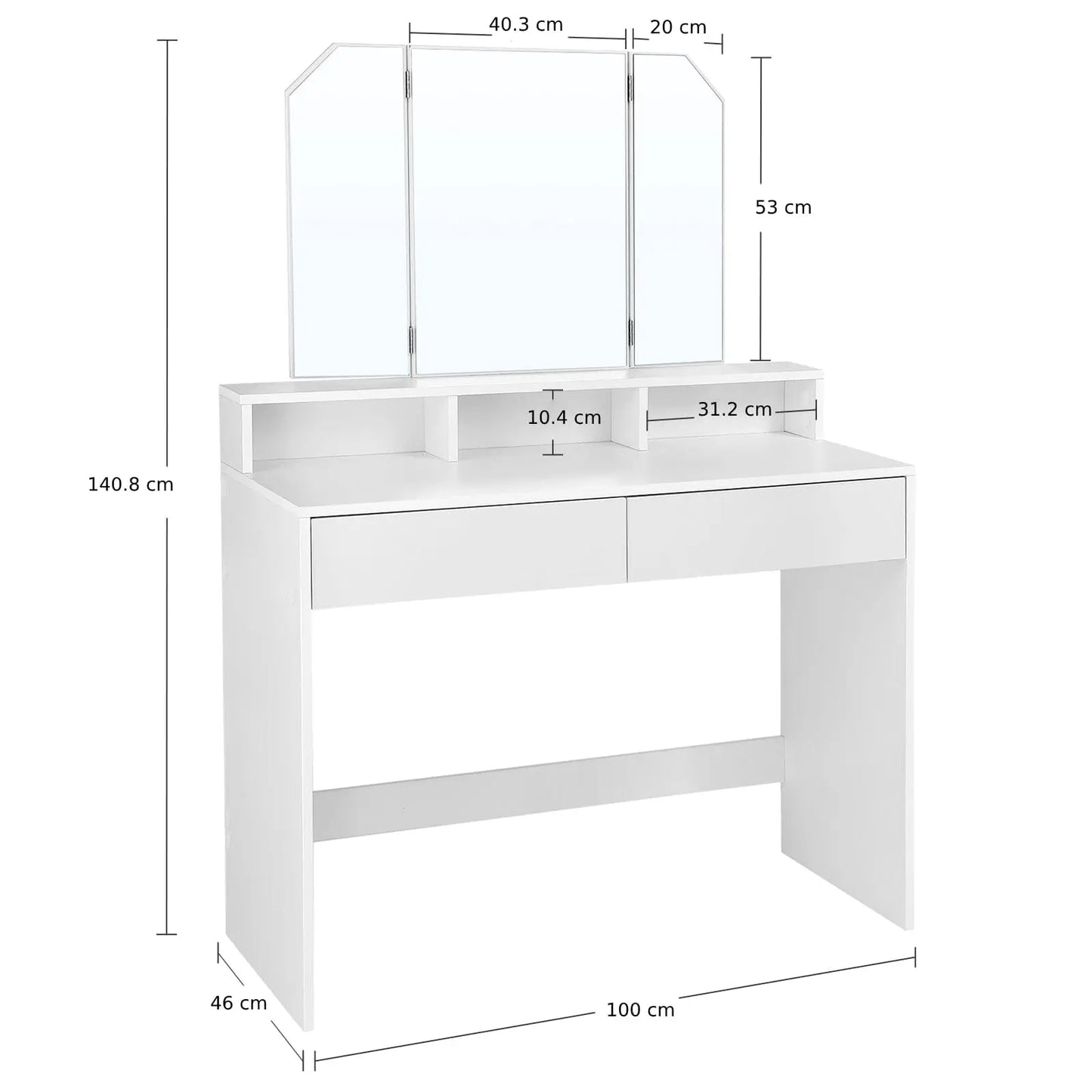 Coiffeuse | Angle - Miroir émoi - Coiffeuse Blanche