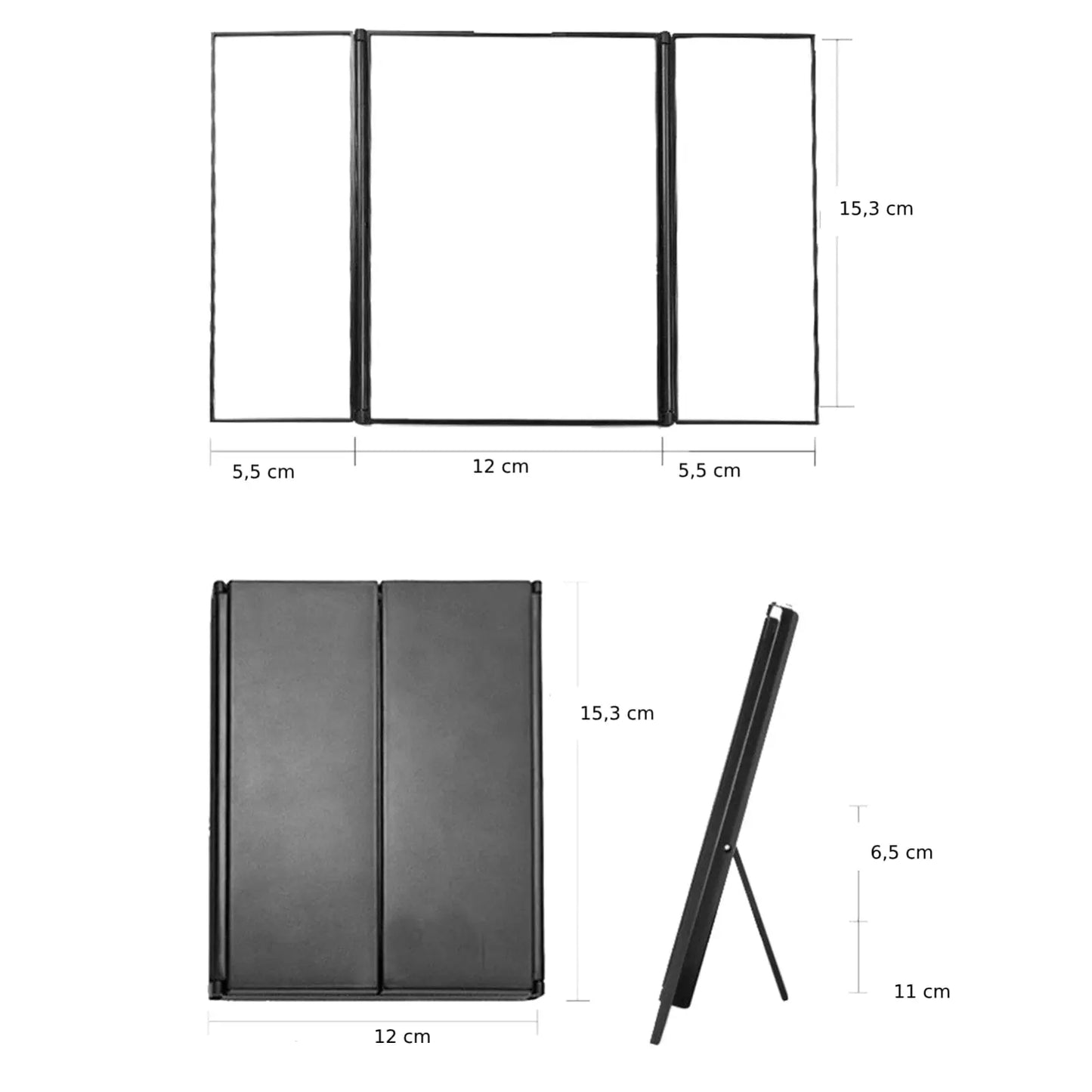 Coiffeuse | Portable Noir LED - Miroir émoi - Coiffeuse Portable LED