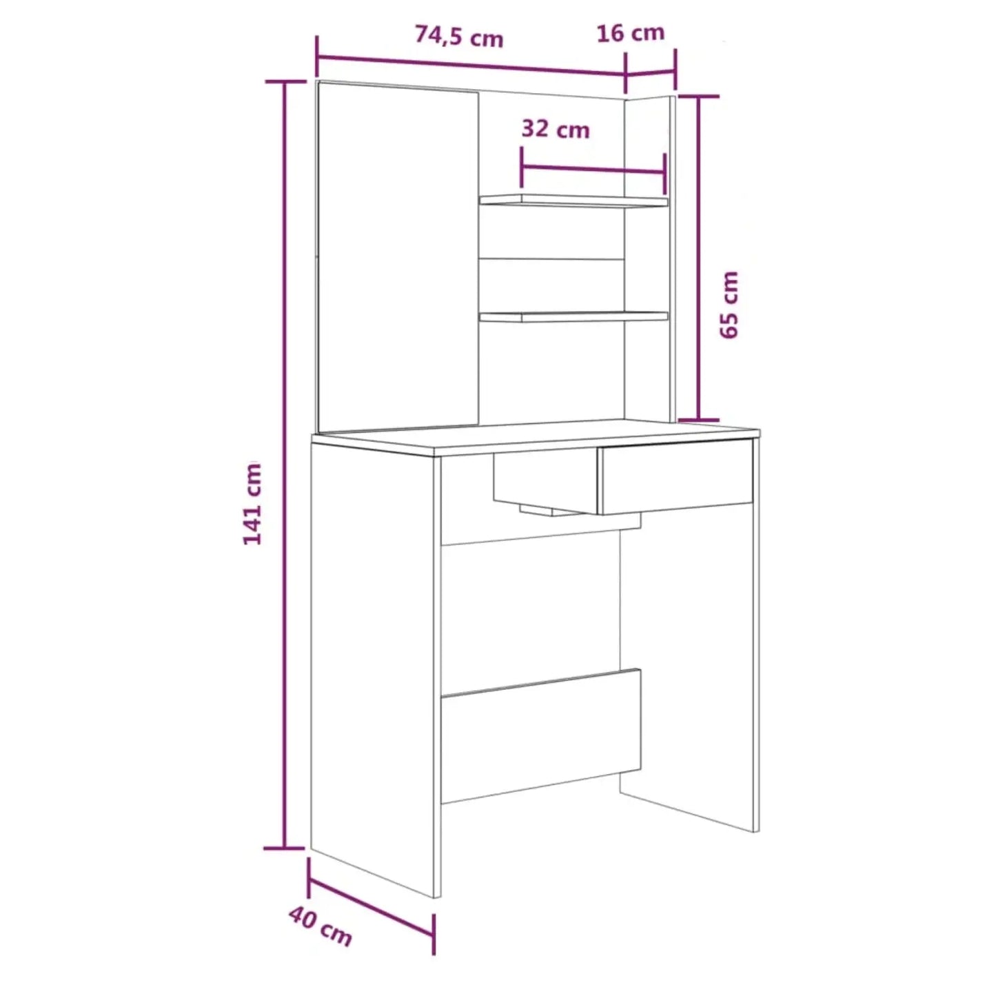 Coiffeuse | Simple Grise - Miroir émoi - Coiffeuse