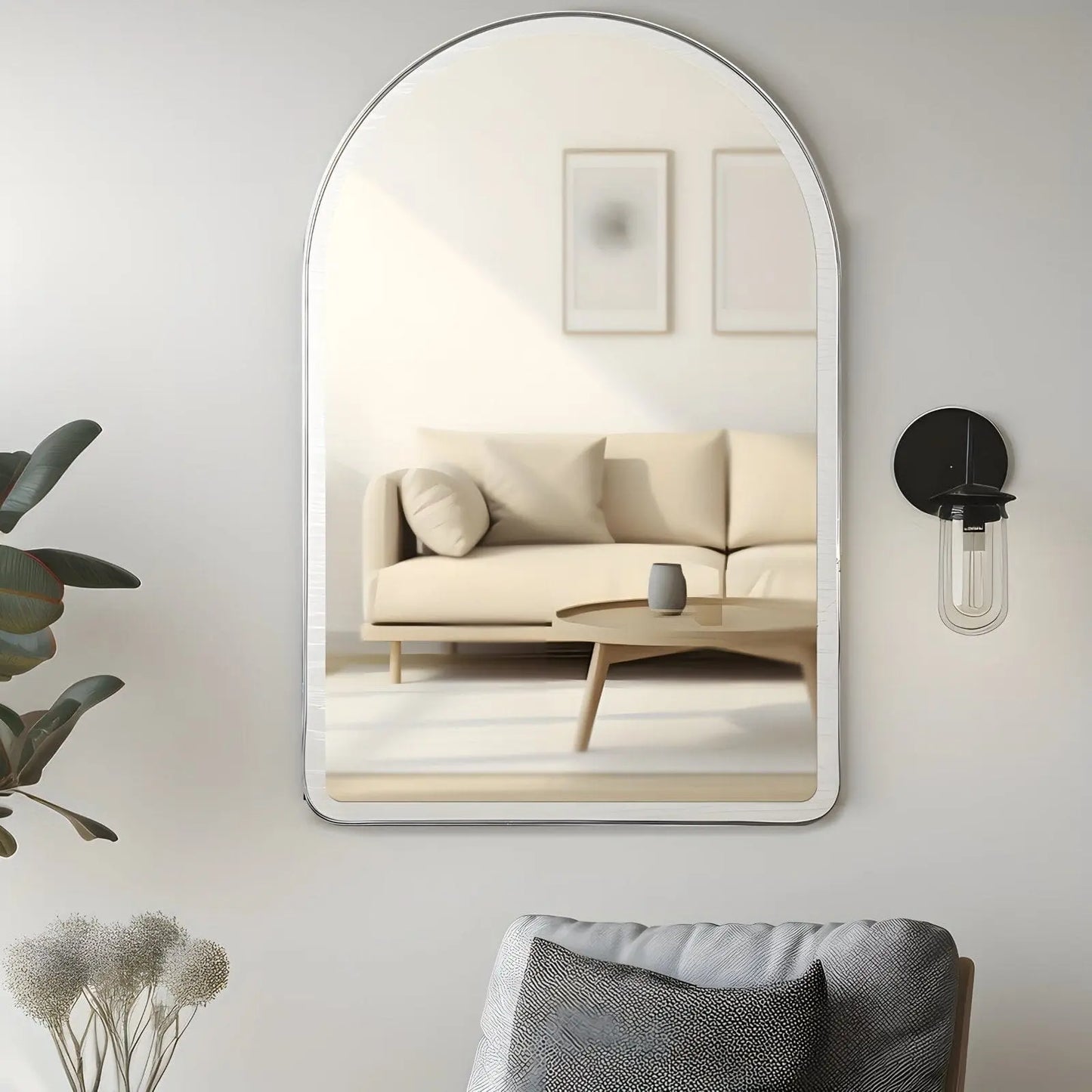 Miroir Mural Arche | Polyvalence - Miroir émoi - Miroir Mural Arche Argent