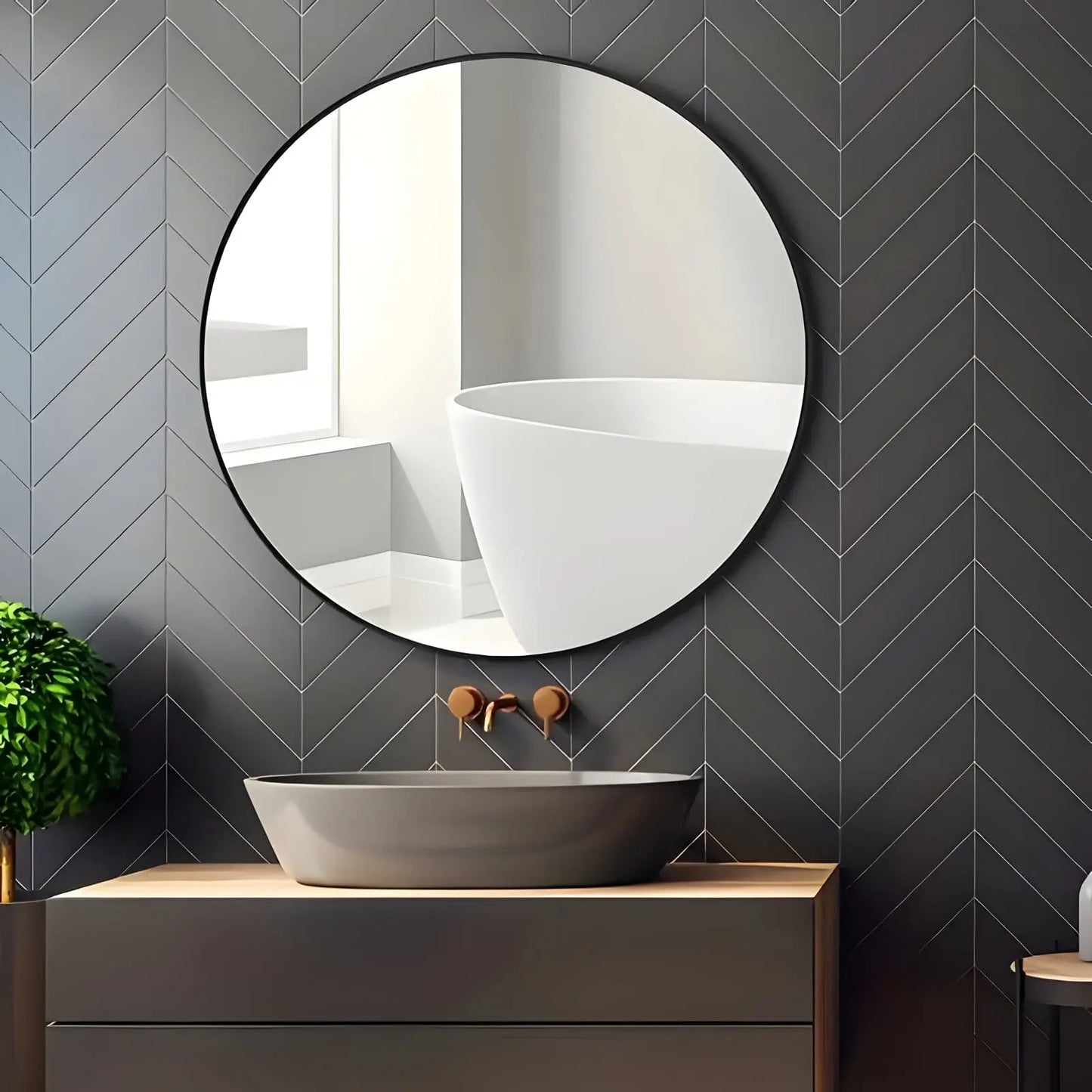 Miroir Mural Doré Rond | Elégance - Miroir émoi - Miroir Mural Rond Noir