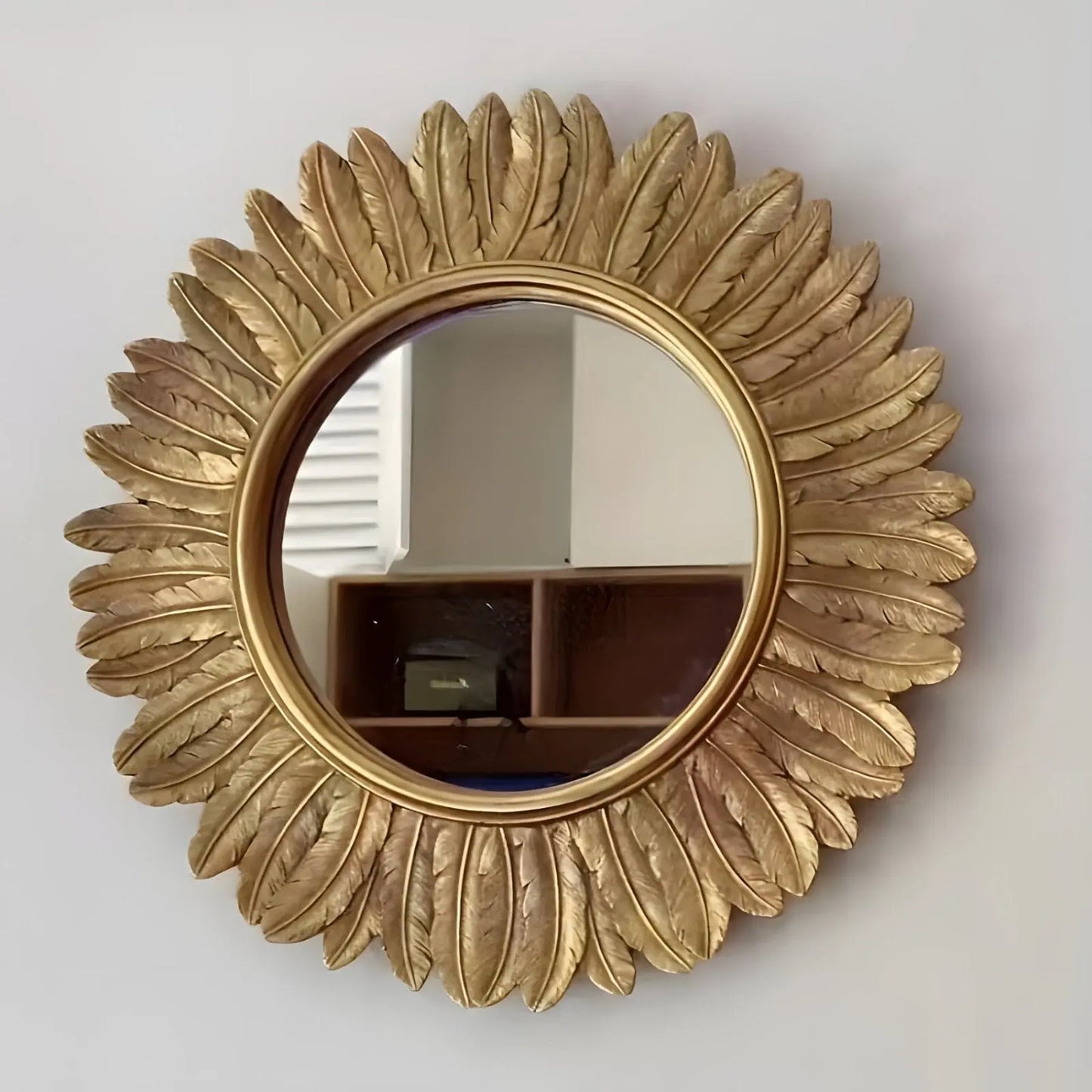 Miroir Mural Doré Rond | Tournesol - Miroir émoi - Miroir Mural Doré
