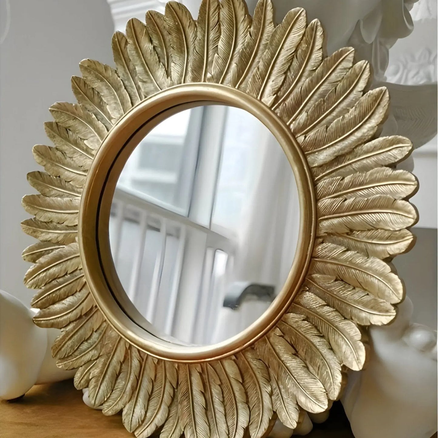 Miroir Mural Doré Rond | Tournesol - Miroir émoi - Miroir Mural Doré
