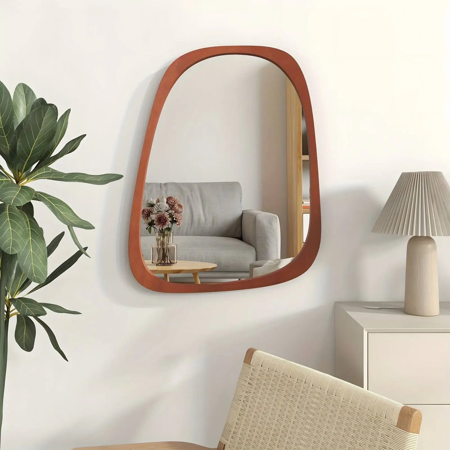 Miroir Mural Organique | Bois Asymétrique - Miroir émoi - Miroir Mural Organique