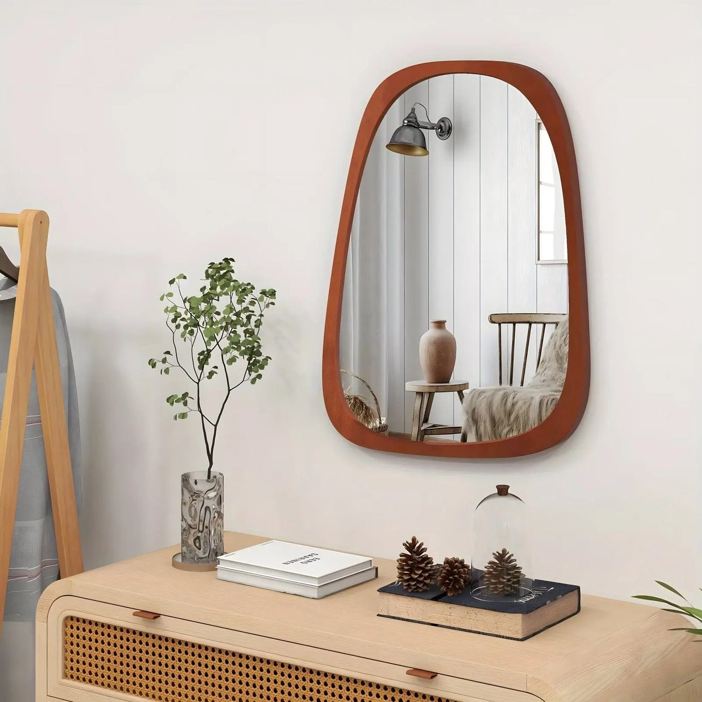 Miroir Mural Organique | Bois Asymétrique - Miroir émoi - Miroir Mural Organique