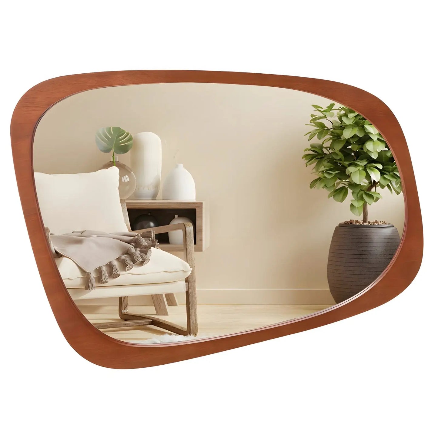 Miroir Mural Organique | Bois Asymétrique - Miroir émoi - Miroir Mural Organique