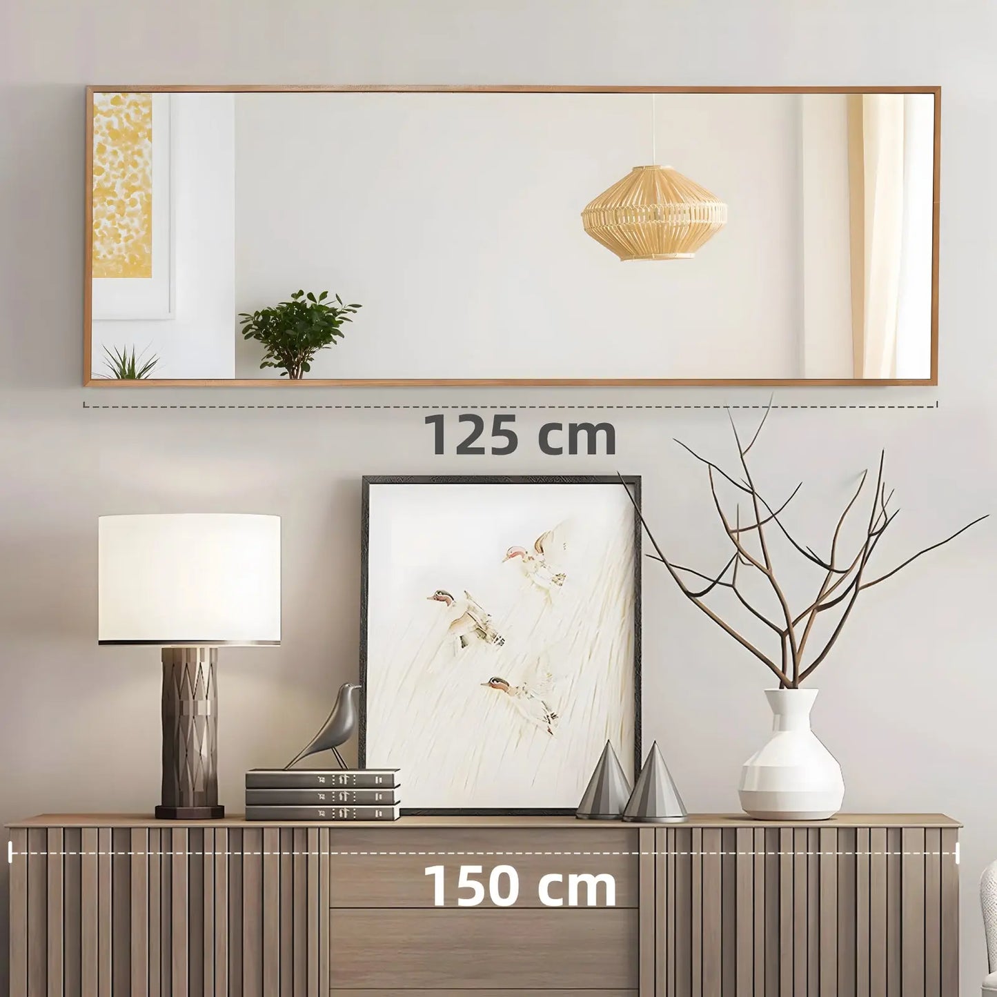 Miroir Mural Rectangulaire | Bois Simple - Miroir émoi - Miroir Mural Cadre en Bois