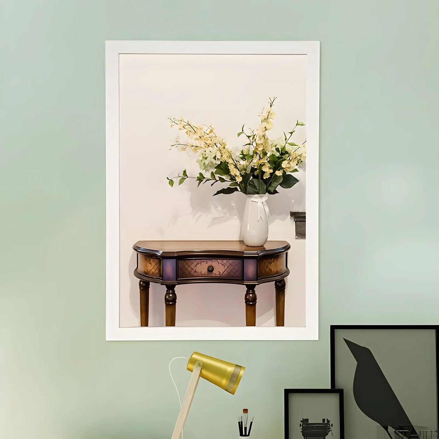 Miroir Mural Rectangulaire | Cadre Simple - Miroir émoi - Miroir Mural Cadre en Bois Blanc