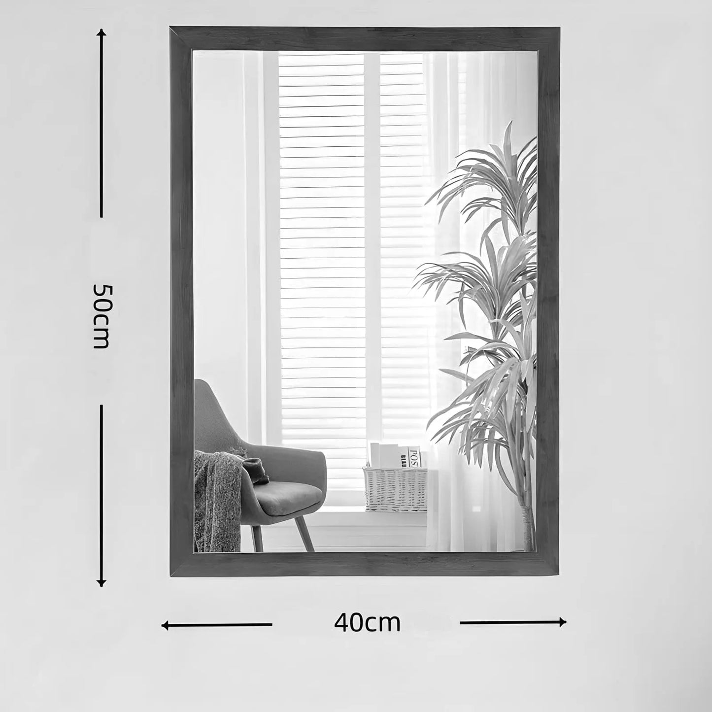 Miroir Mural Rectangulaire | Cadre Simple - Miroir émoi - Miroir Mural Cadre en Bois