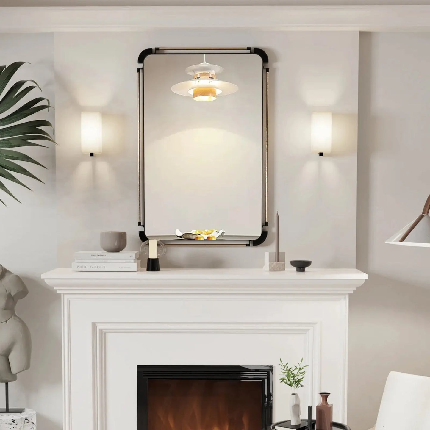 Miroir Mural Rectangulaire | Rétro Vintage - Miroir émoi - Miroir Mural Rectangulaire