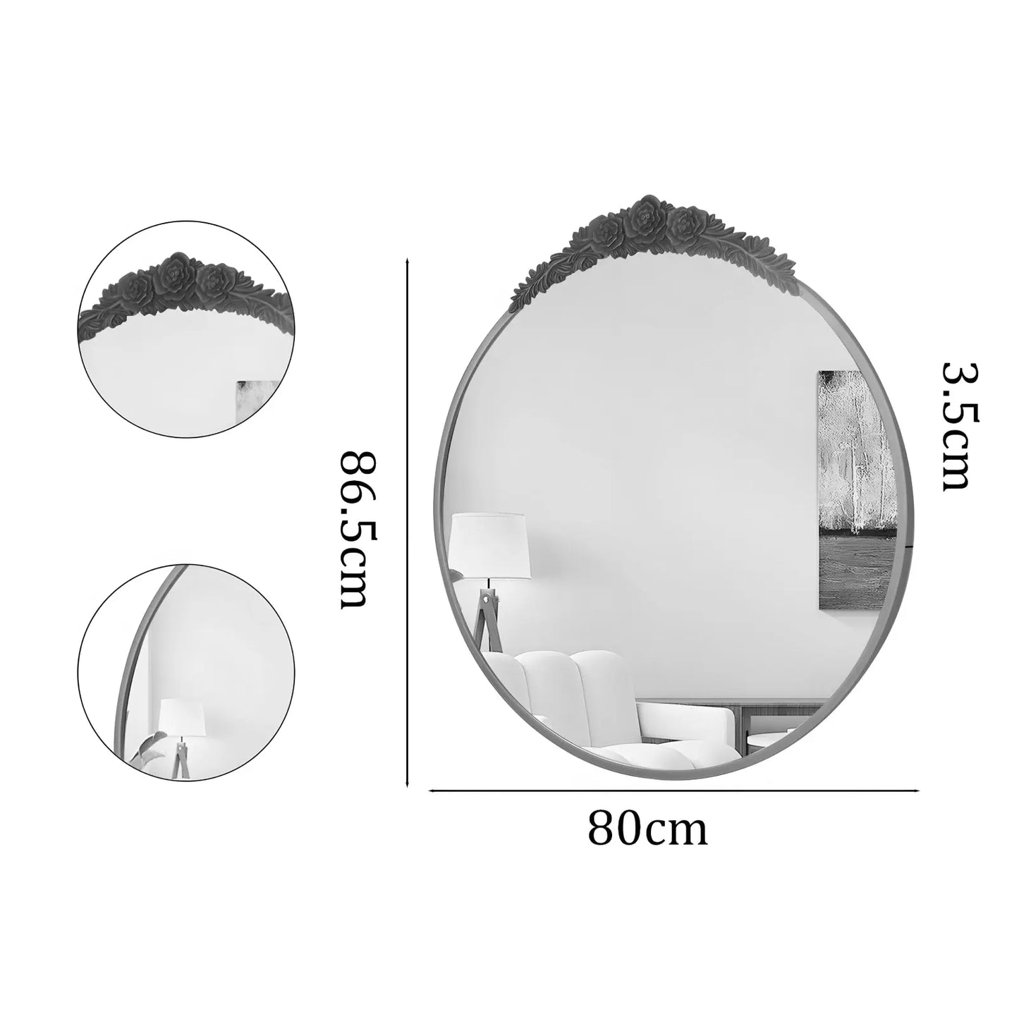 Miroir Mural Rond | Baroque - Miroir émoi - Miroir Mural Décoratif