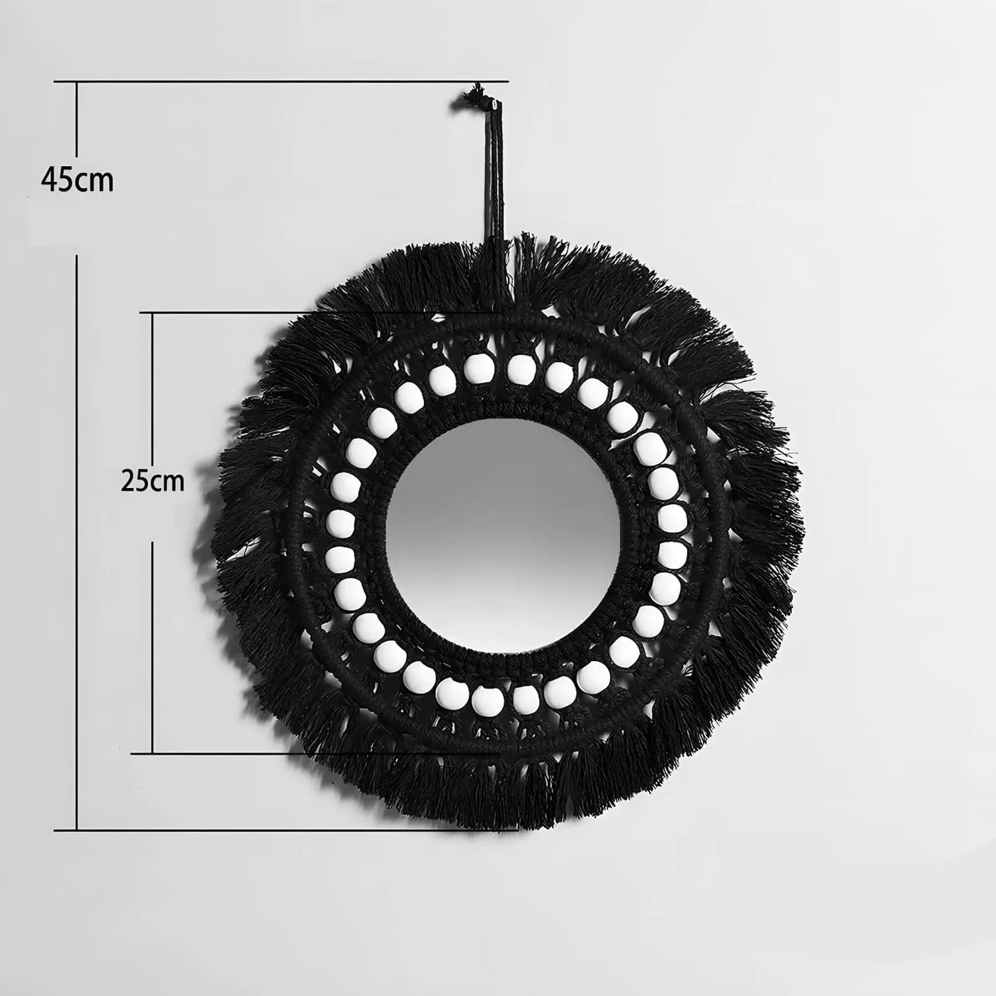 Miroir Mural Rond | Macramé Noir - Miroir émoi - Miroir Mural Décoratif