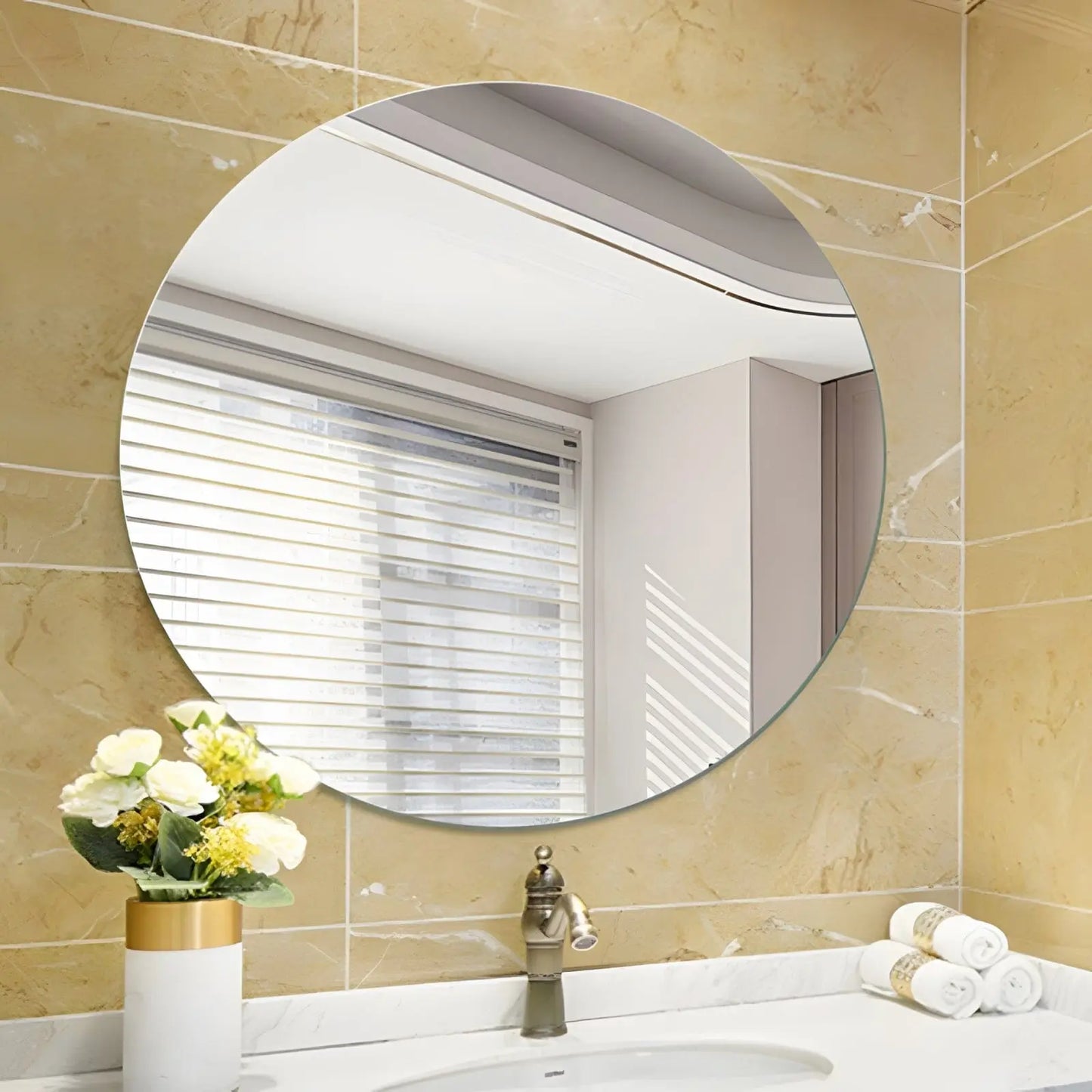 Miroir Mural Rond | Simple - Miroir émoi - Miroir de Salle de Bain Rond