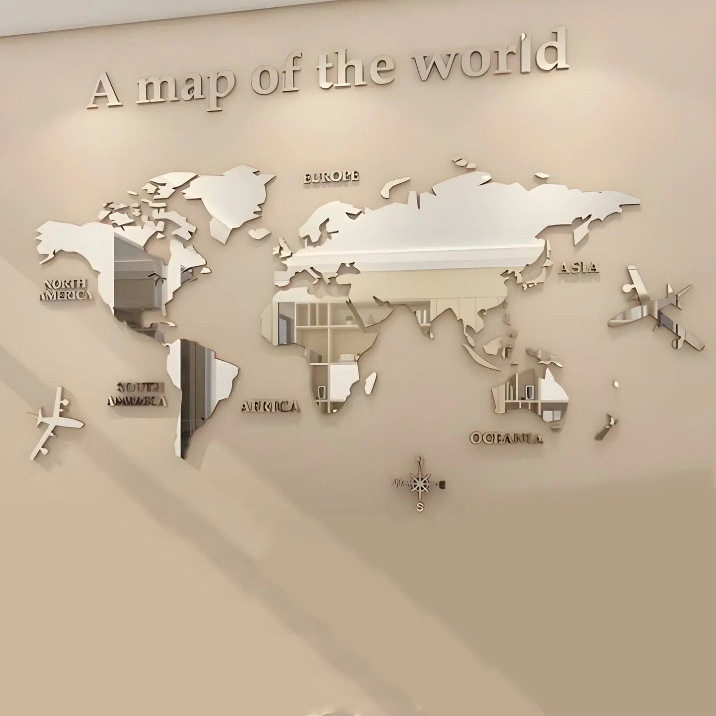 Miroir Mural | Carte du Monde - Miroir émoi - Miroir Mural Décoratif