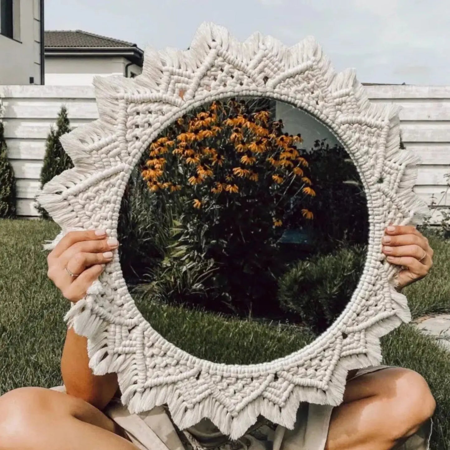 Miroir Mural | Grand Macramé Miroir émoi