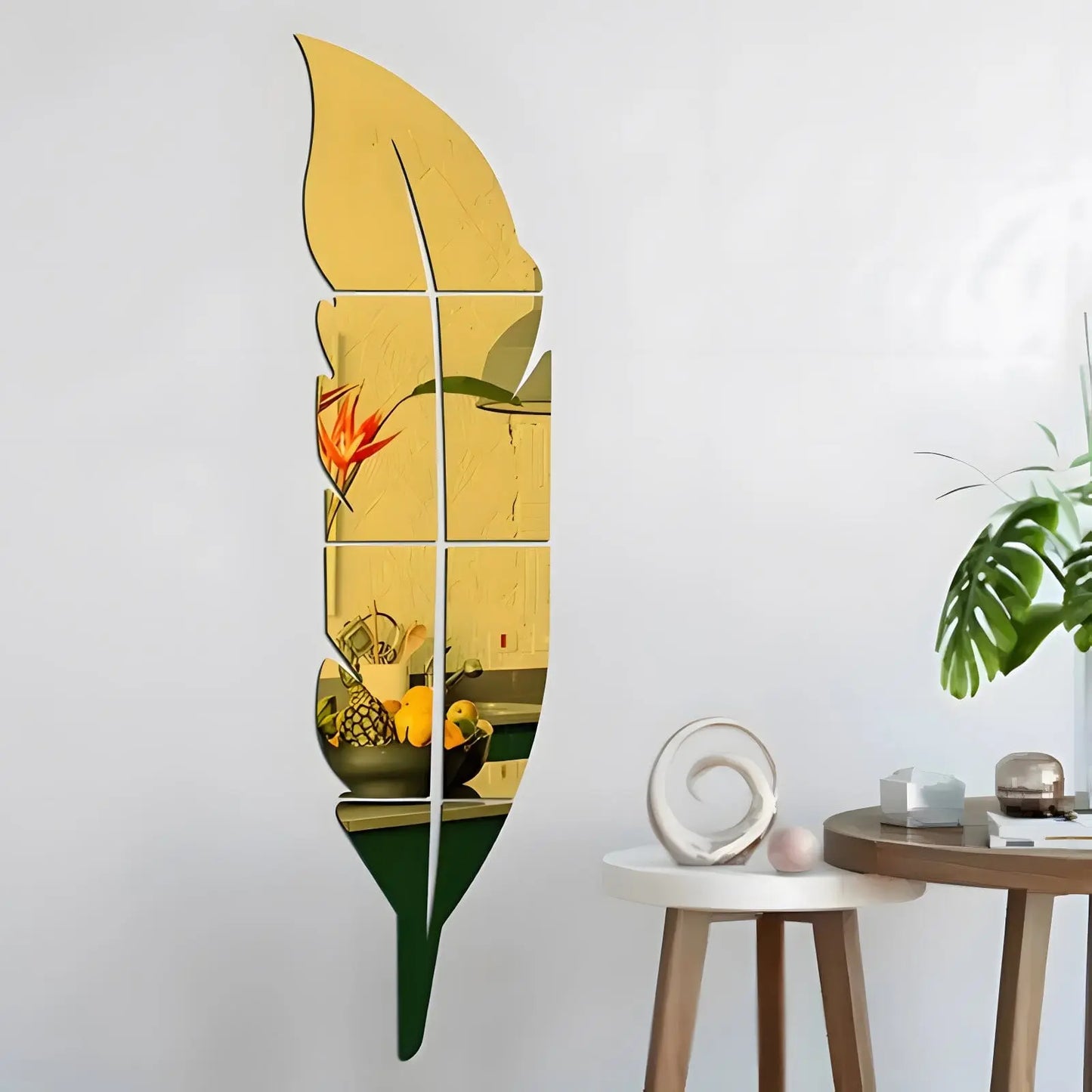 Miroir Mural | Plume - Miroir émoi - Miroir Mural Décoratif Or