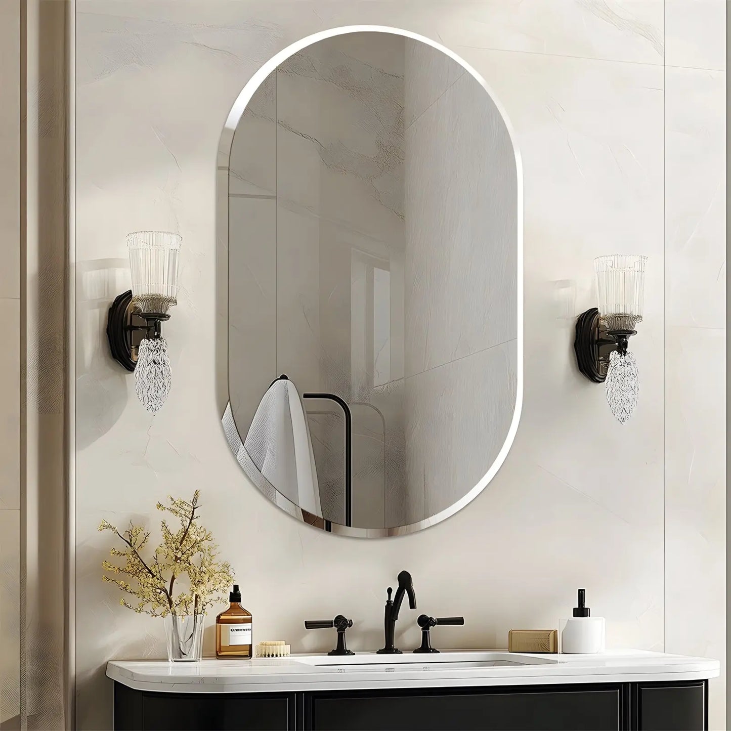 Miroir Mural | Presque Ovale Biseauté - Miroir émoi - Miroir Mural Ovale