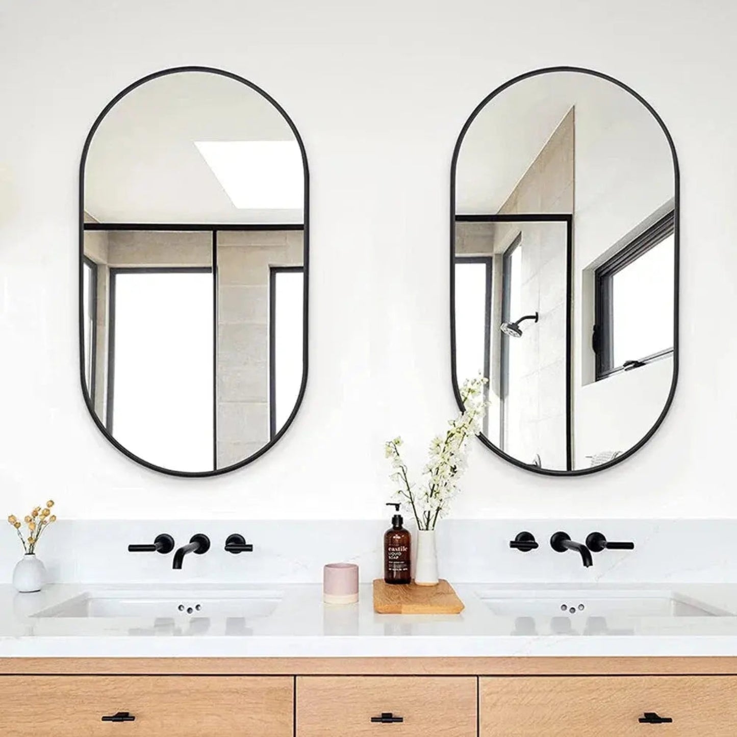 Miroir Mural | Presque Ovale Noir Miroir émoi