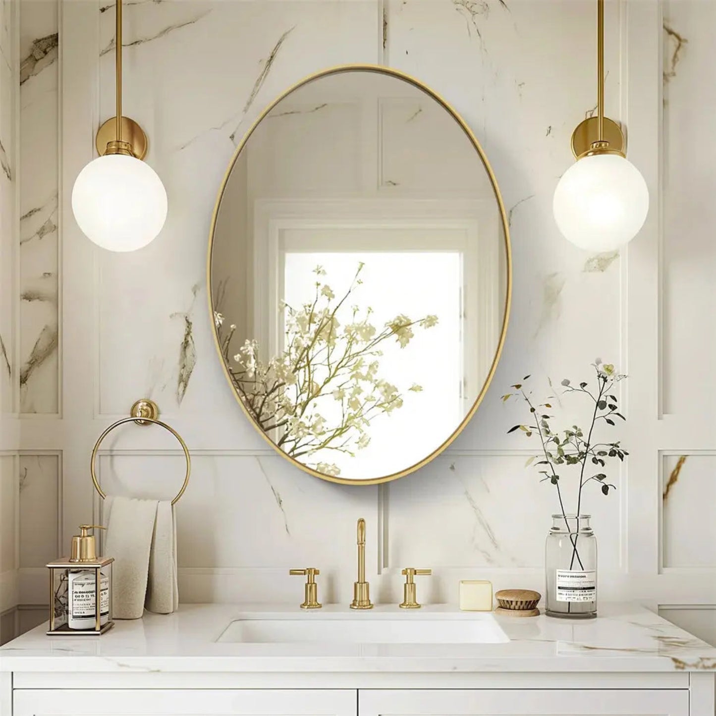 Miroir Ovale | Elégance Dorée Miroir émoi