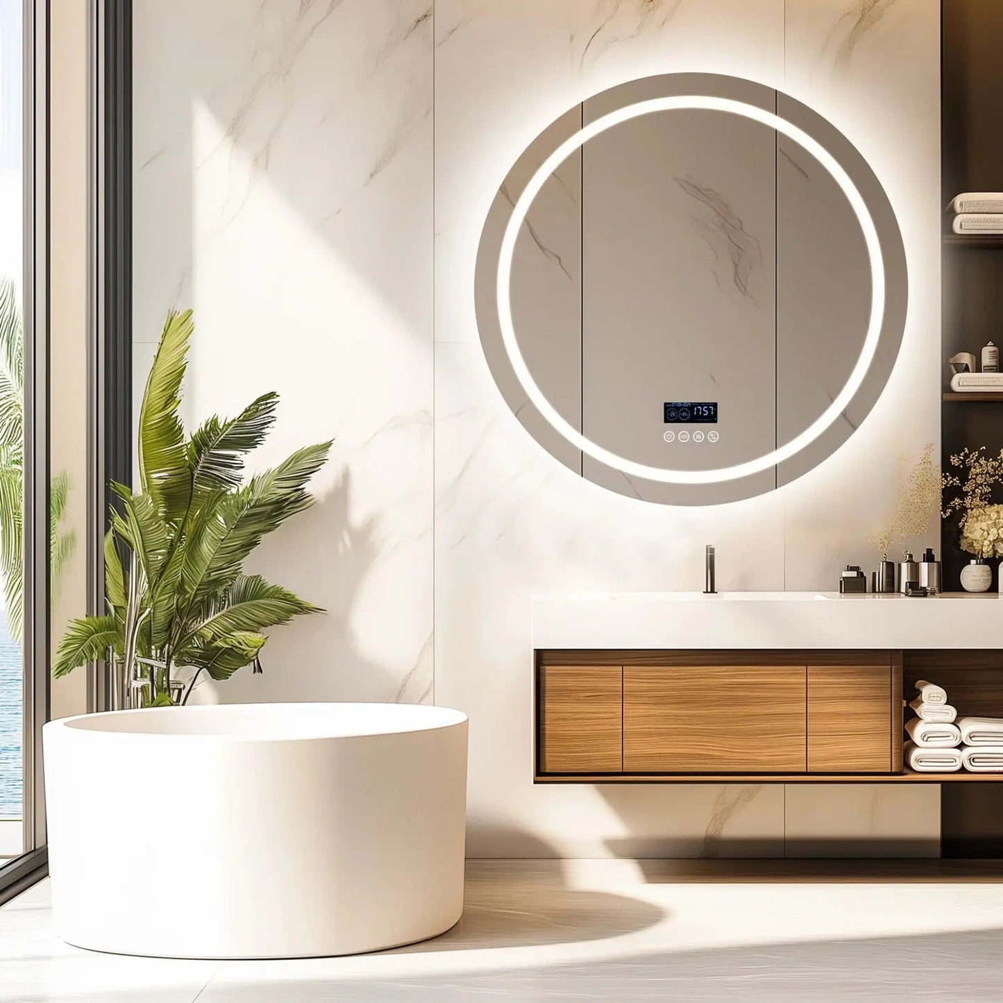 Miroir Salle de Bain LED Bluetooth | Rond Miroir émoi