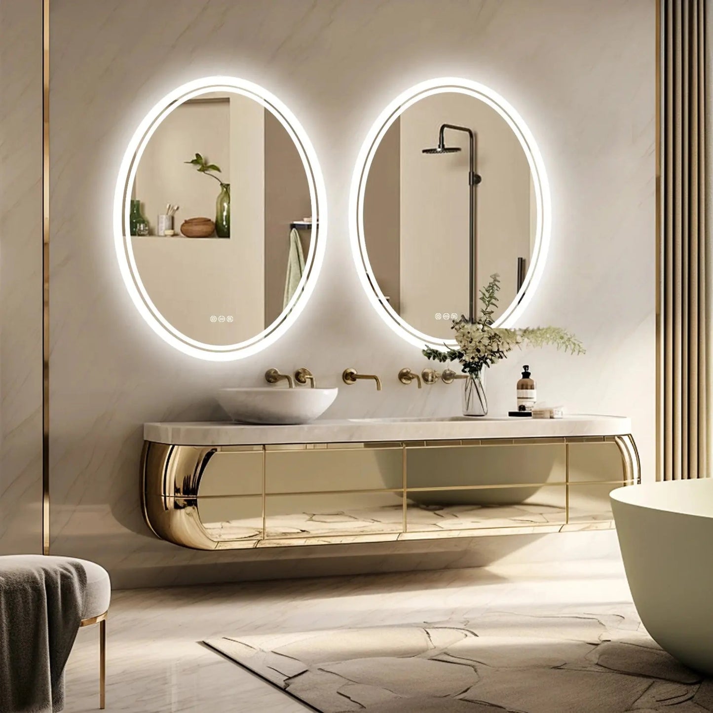 Miroir Salle de Bain LED | Ovale Classique Miroir émoi