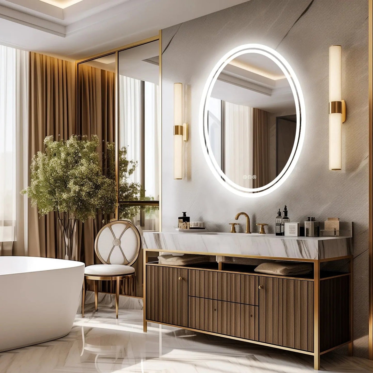 Miroir Salle de Bain LED | Ovale Classique Miroir émoi