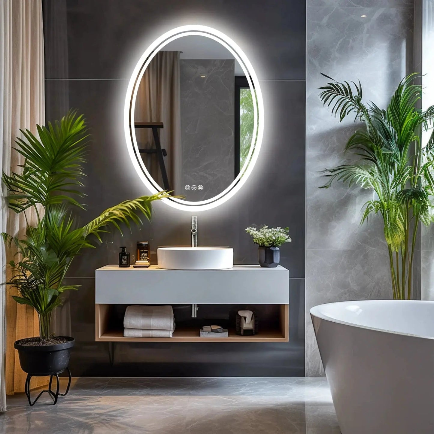 Miroir Salle de Bain LED | Ovale Classique Miroir émoi
