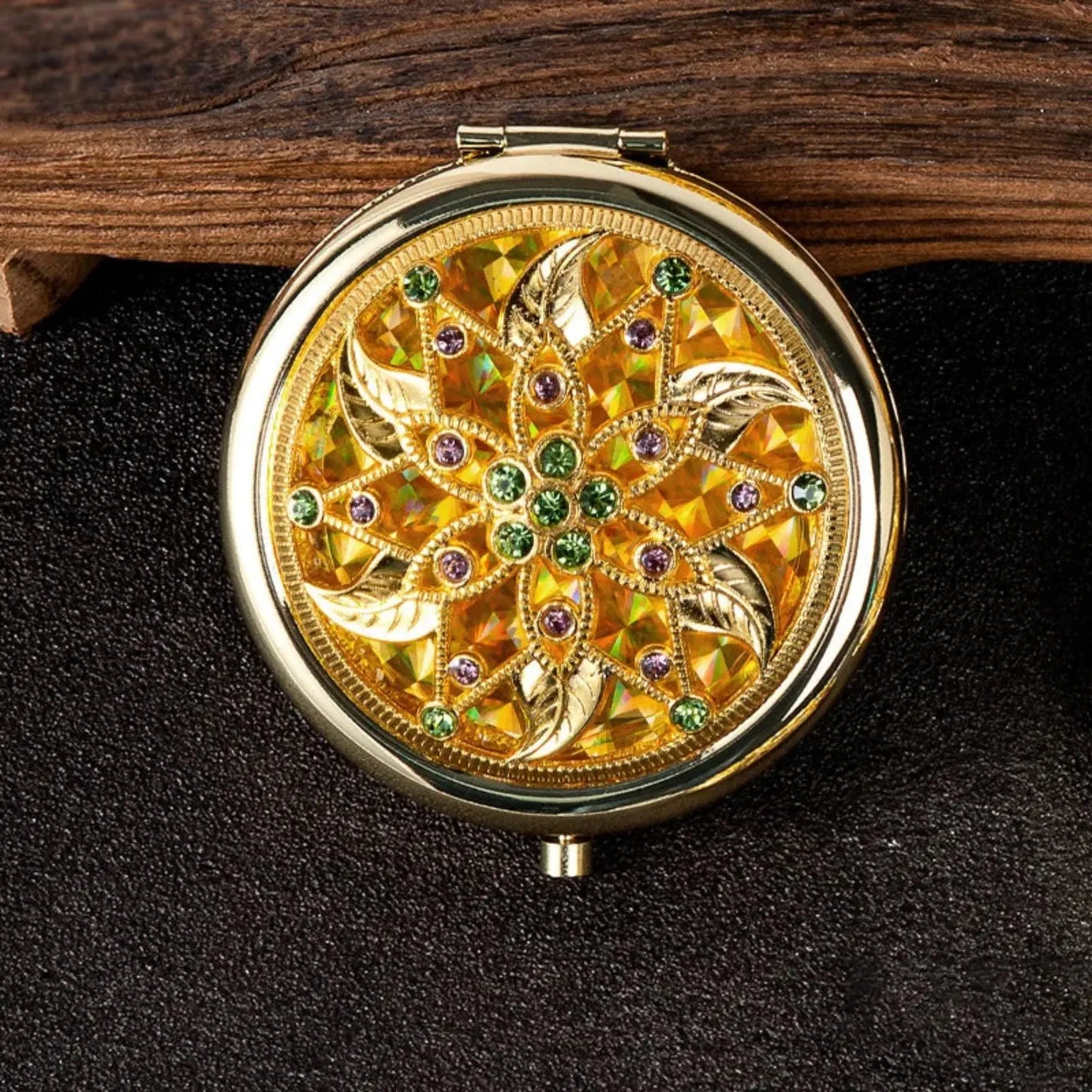Miroir de Poche | Fleur Dorée - Miroir émoi - Miroir de Poche