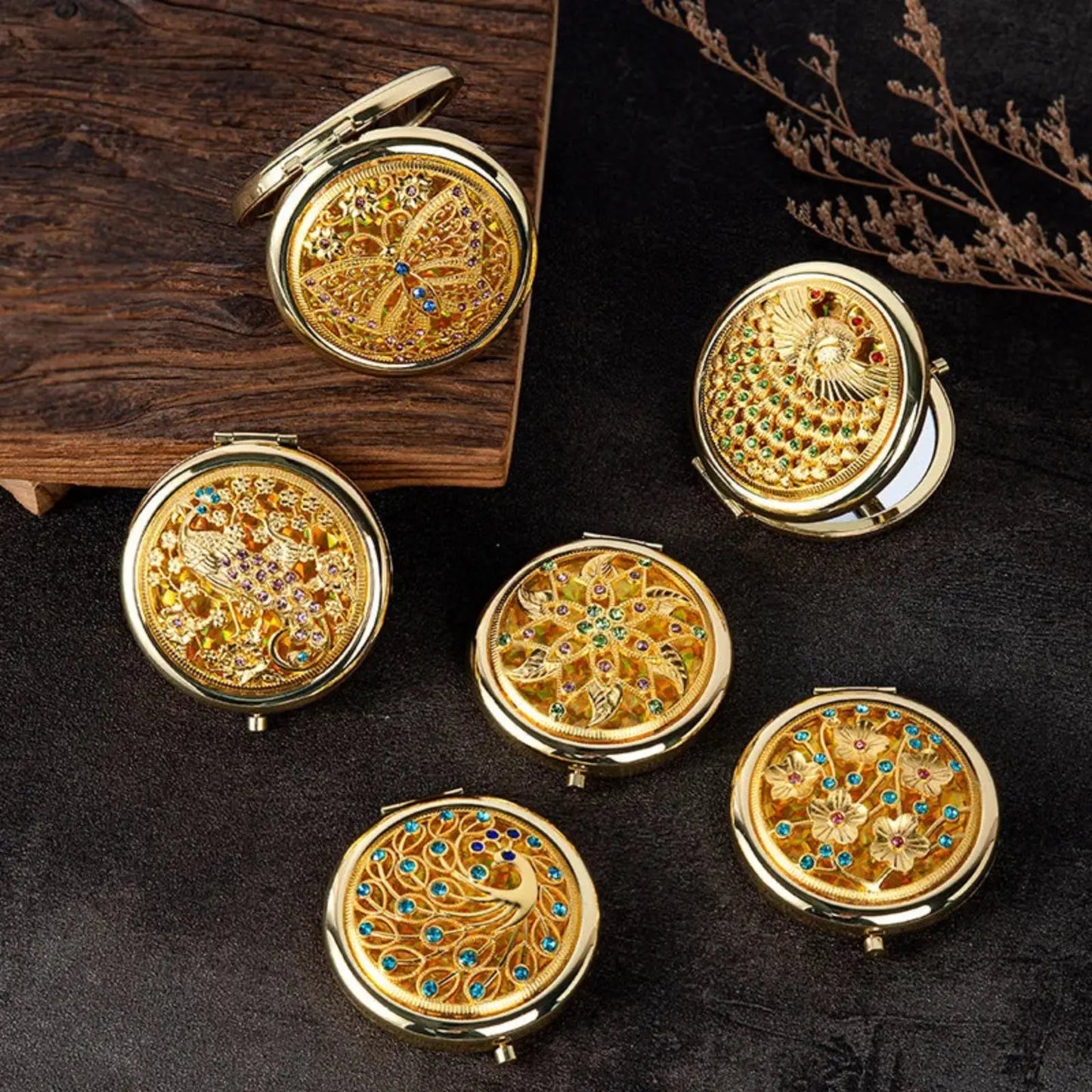 Miroir de Poche | Fleur Dorée - Miroir émoi - Miroir de Poche
