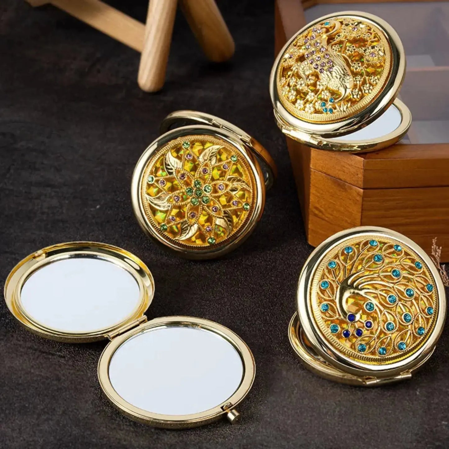 Miroir de Poche | Fleur Dorée - Miroir émoi - Miroir de Poche