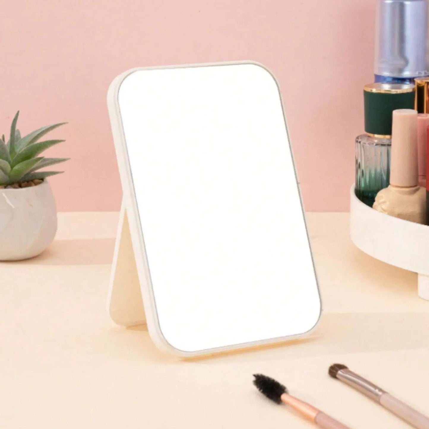 Miroir de Poche | Rectangulaire - Miroir émoi - Miroir de Poche à Pied Blanc