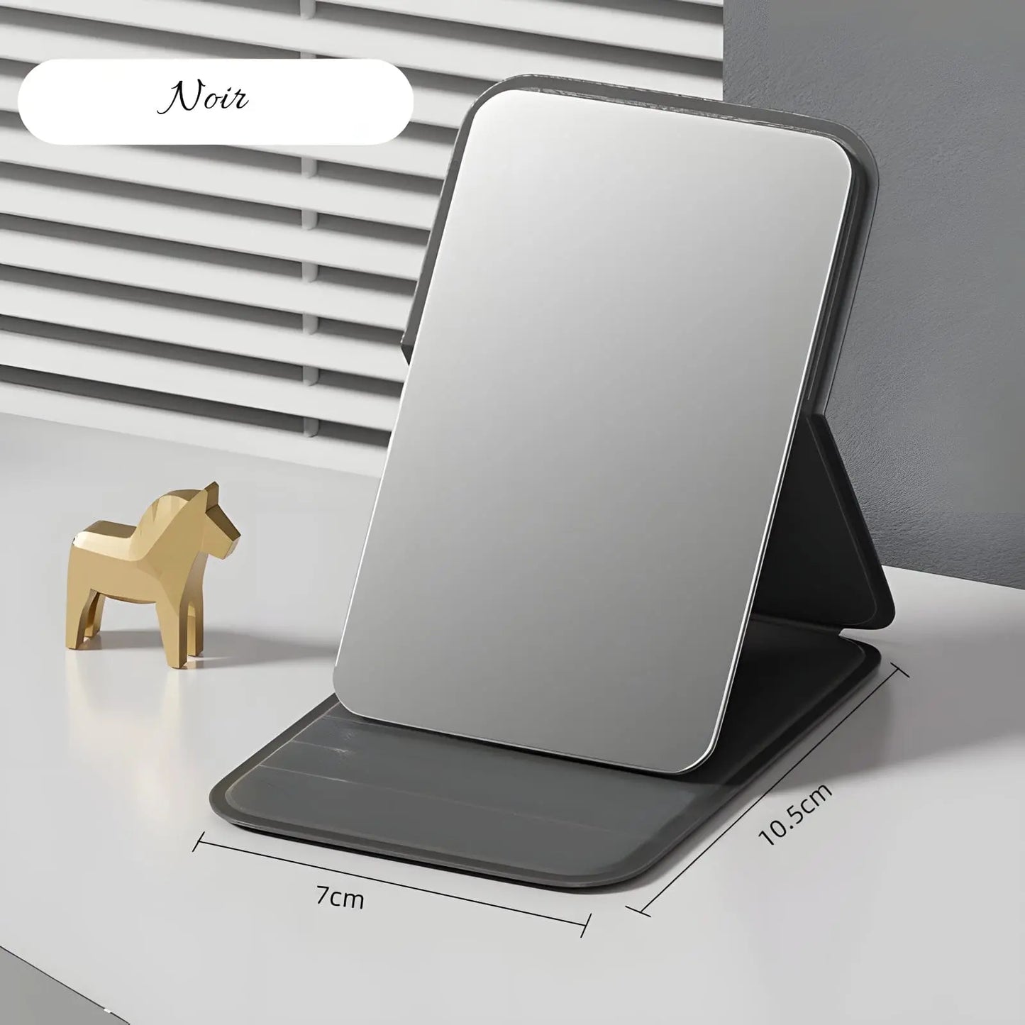 Miroir de Poche | Rectangulaire avec Protection - Miroir émoi - Miroir de Poche à Protection Noir