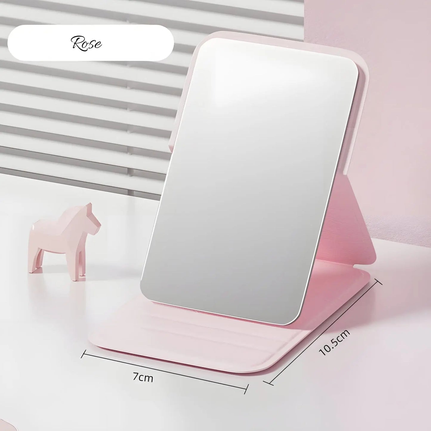 Miroir de Poche | Rectangulaire avec Protection - Miroir émoi - Miroir de Poche à Protection Rose