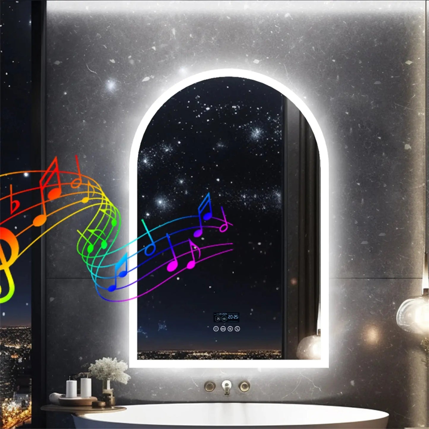 Miroir de Salle de Bain LED | Arche Bluetooth - Miroir émoi - Miroir de Salle de Bain LED
