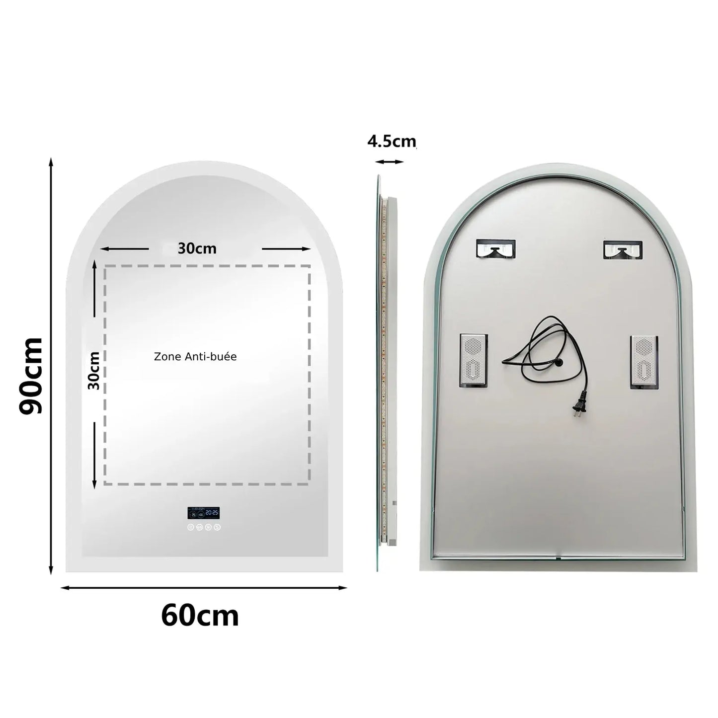 Miroir de Salle de Bain LED | Arche Bluetooth - Miroir émoi - Miroir de Salle de Bain LED