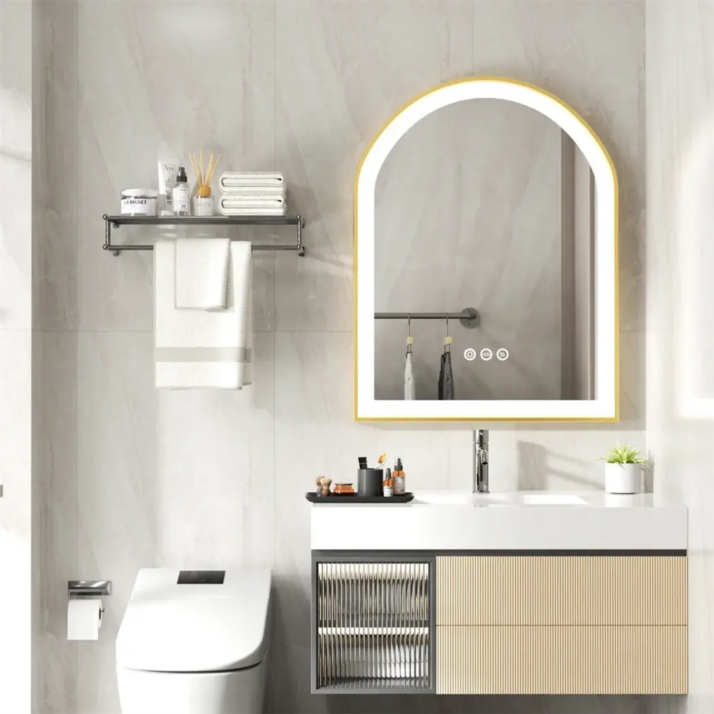 Miroir de Salle de Bain LED | Arche Dorée Miroir émoi