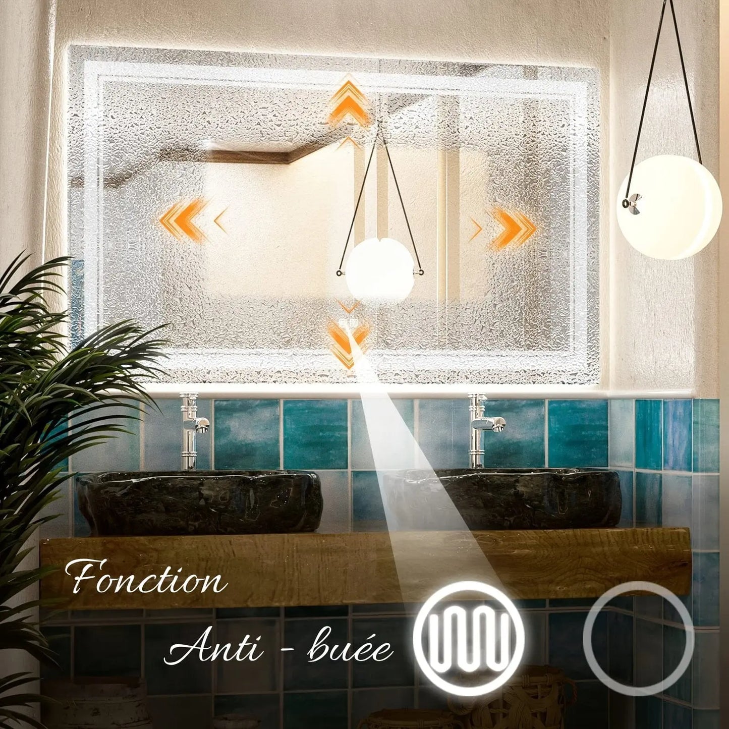 Miroir de Salle de Bain LED | Classique - Miroir émoi - Miroir de Salle de Bain LED