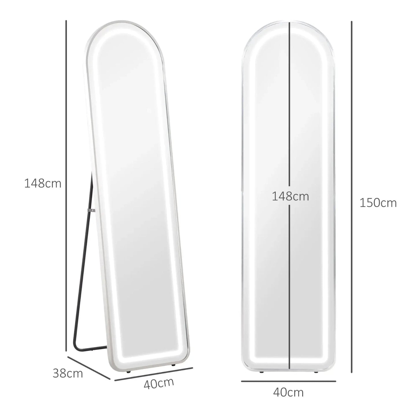 Miroir sur Pied | Grand Arche LED Miroir émoi