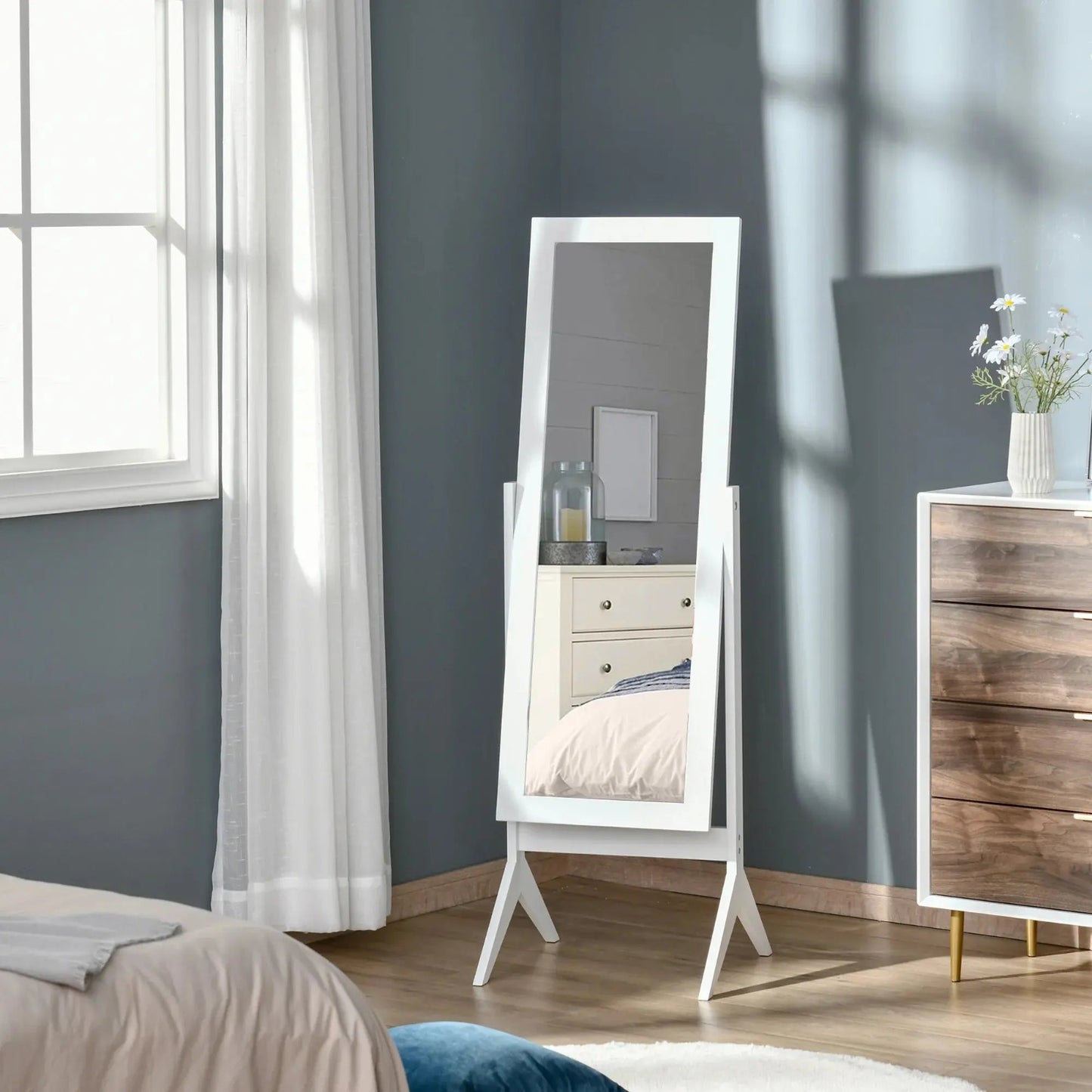 Miroir sur Pied | Pivot Blanc Miroir émoi