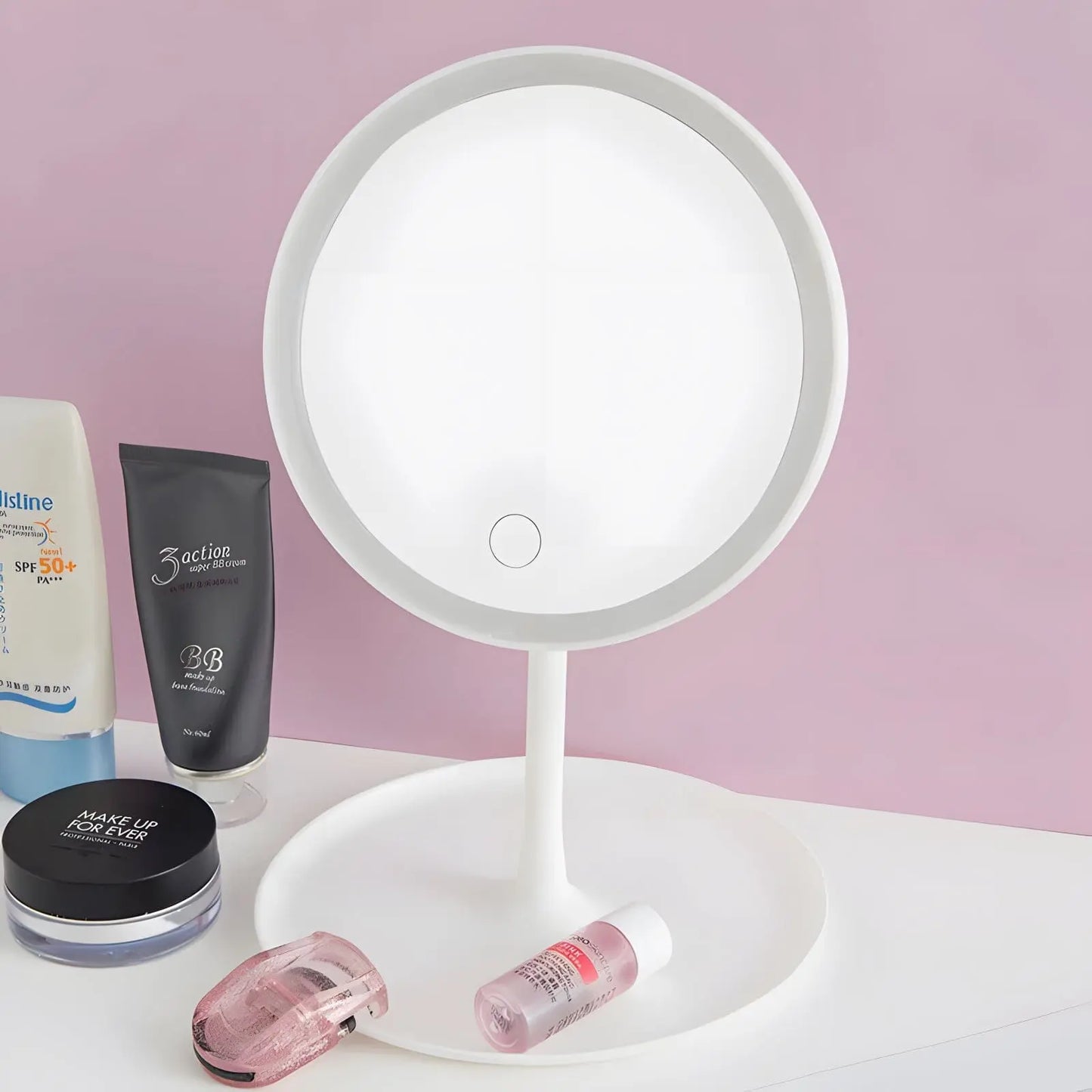 Miroir sur Pied | Rond Mini LED - Miroir émoi - Miroir sur Pied LED Blanc