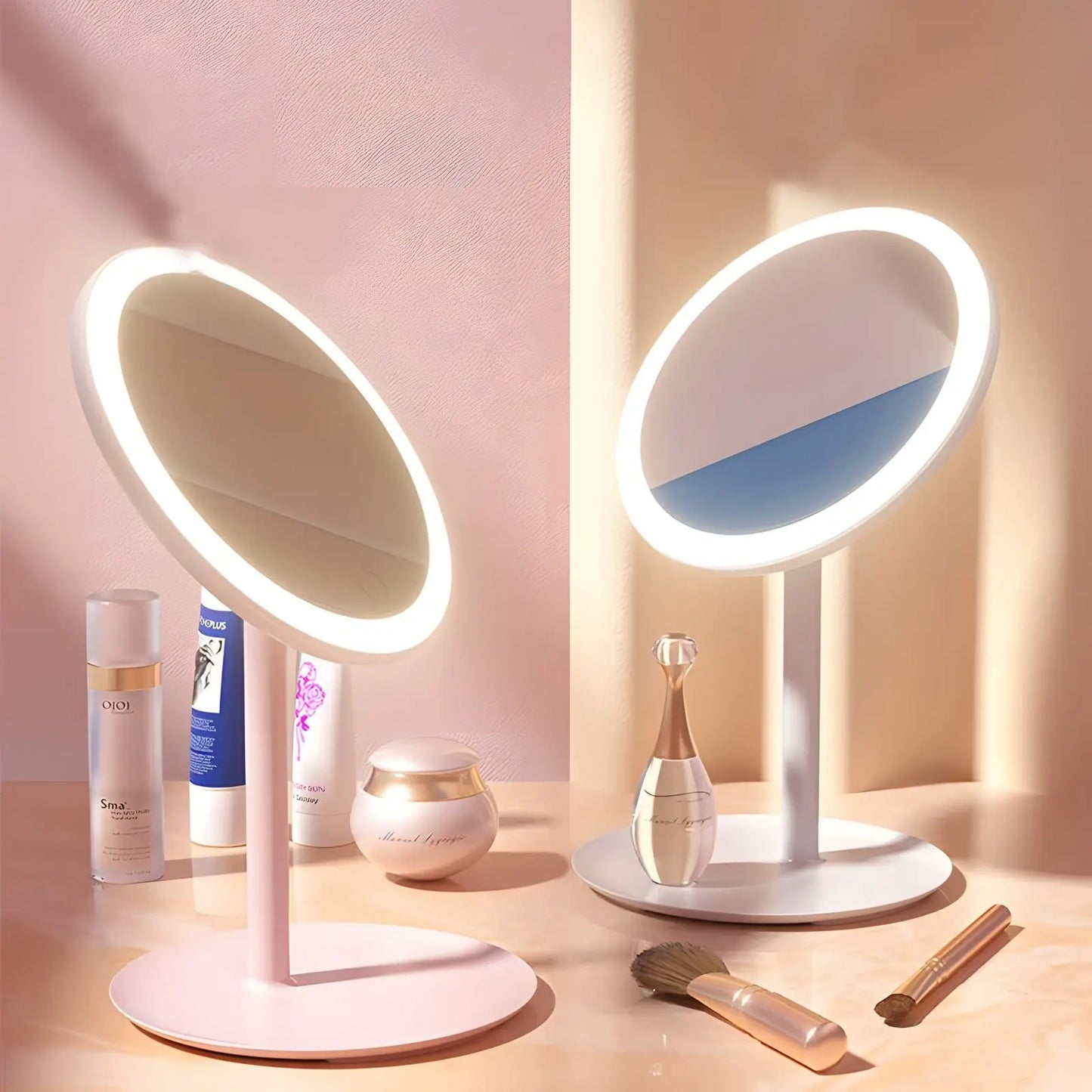 Miroir sur Pied | Rond Mini LED - Miroir émoi - Miroir sur Pied LED