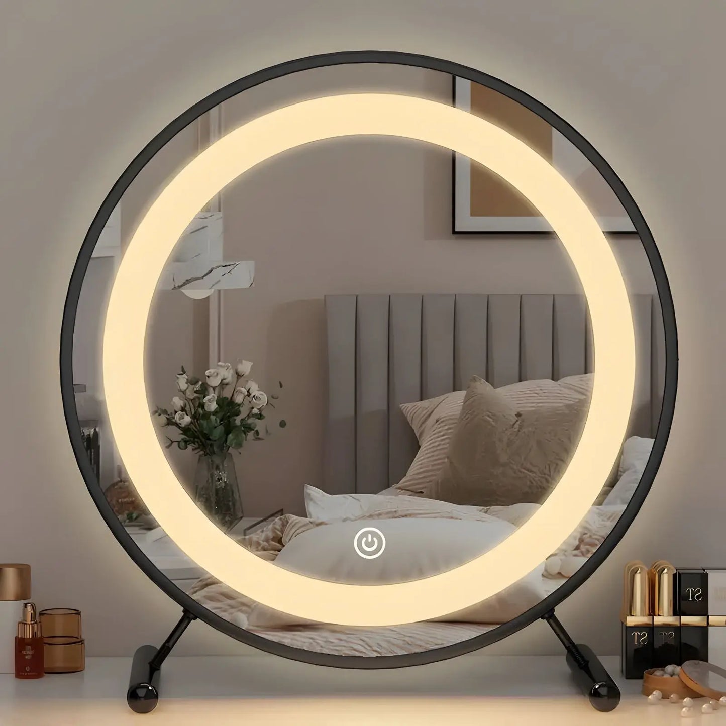 Miroir sur Pied | Rond LED - Miroir émoi - Miroir sur Pied LED