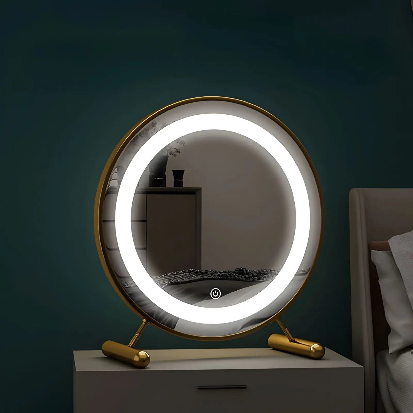 Miroir sur Pied | Rond LED - Miroir émoi - Miroir sur Pied LED
