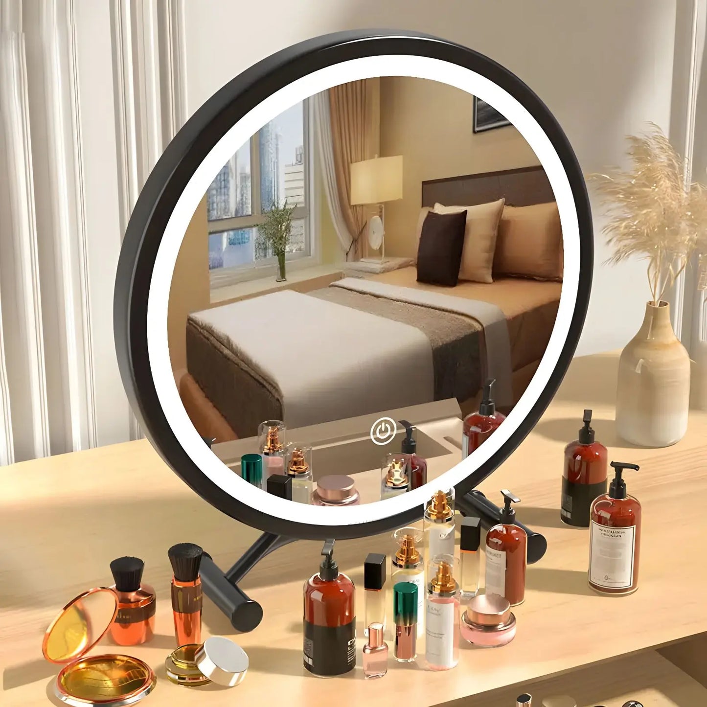 Miroir sur Pied | Rond LED - Miroir émoi - Miroir sur Pied LED