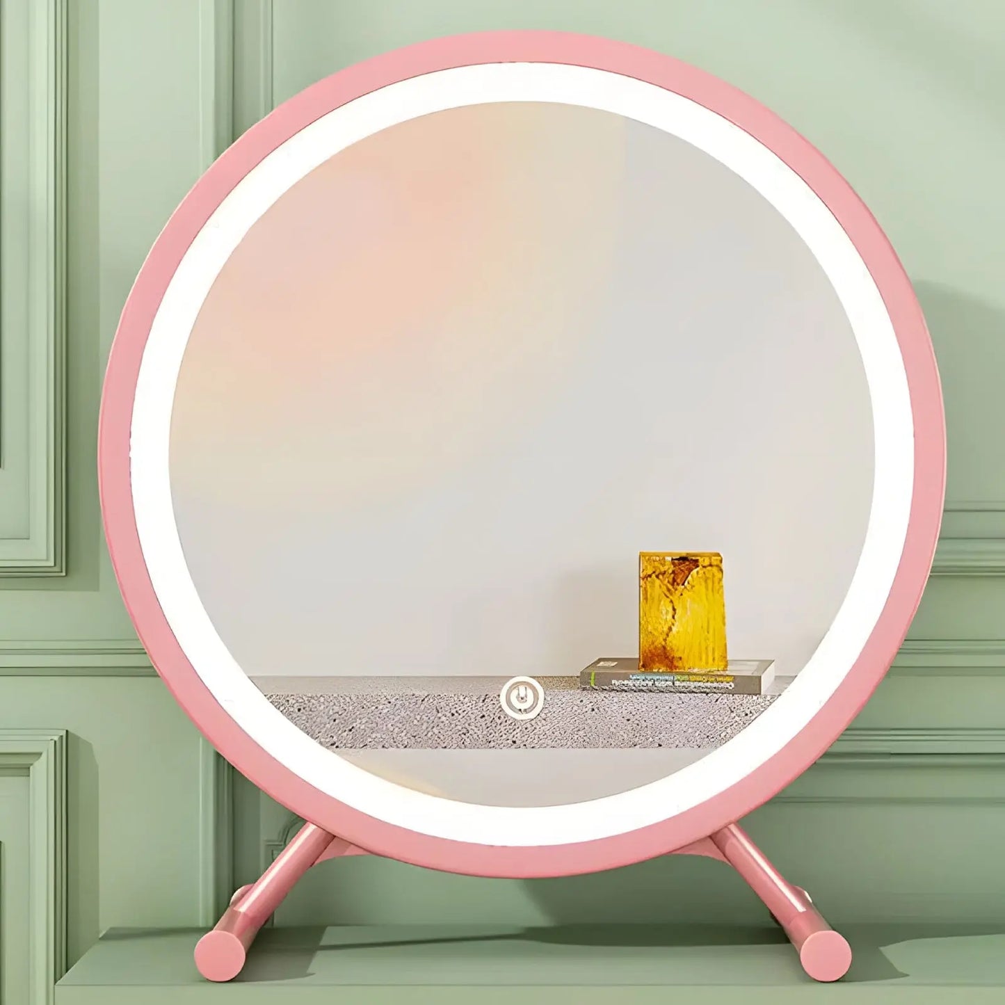 Miroir sur Pied | Rond LED - Miroir émoi - Miroir sur Pied LED Rose