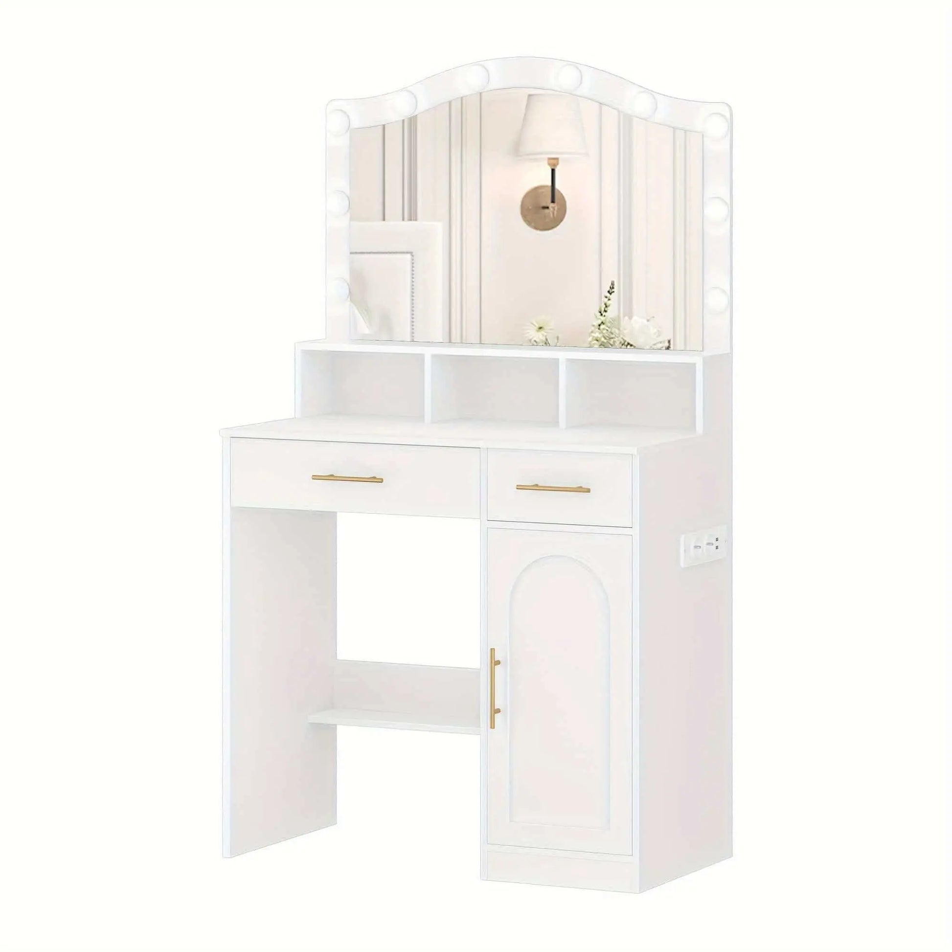 Coiffeuse | Arche Blanche LED - Miroir émoi - Coiffeuse Arche Blanche LED 